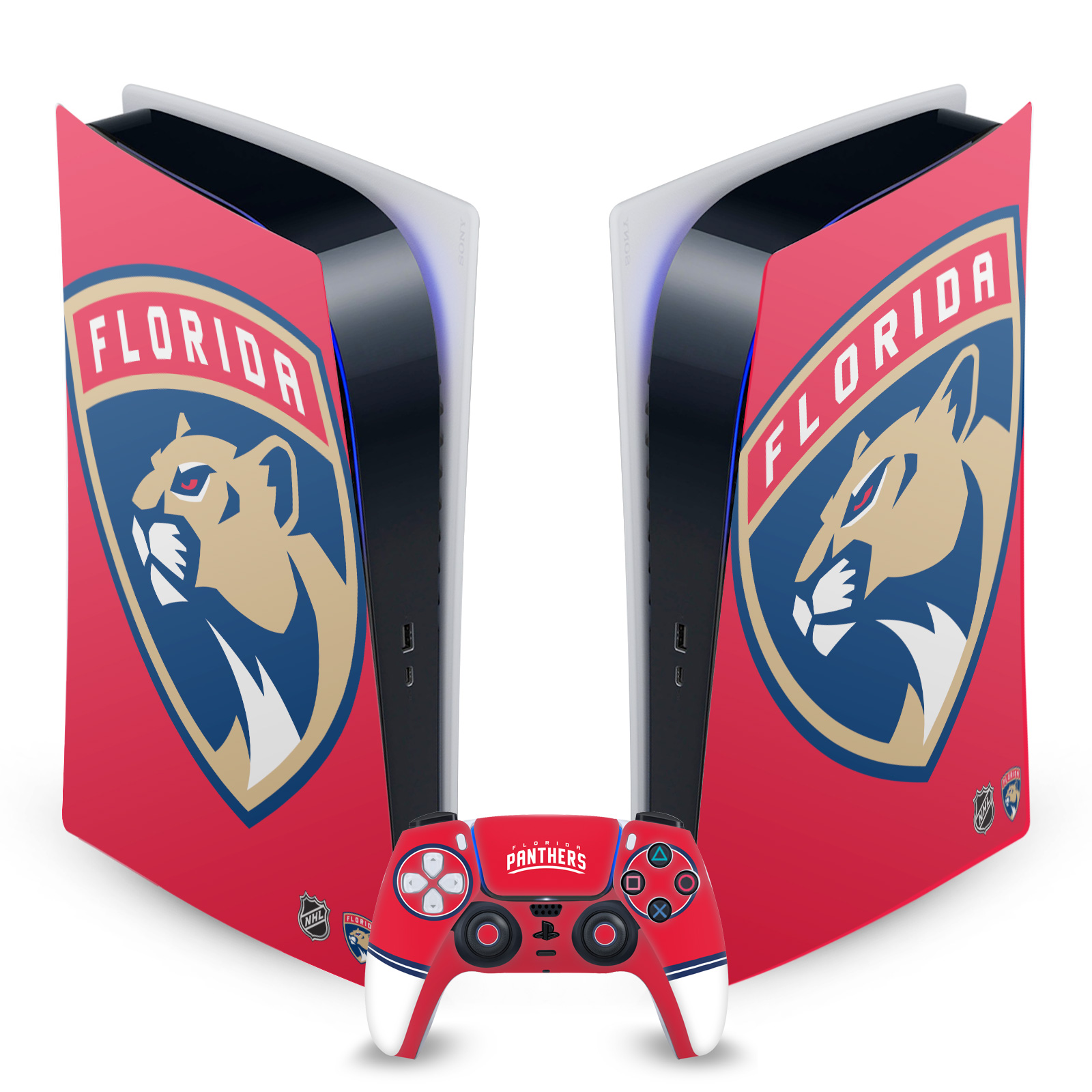 OFFICIAL NHL FLORIDA PANTHERS VINYL SKIN FOR SONY PS5 DIGITAL EDITION BUNDLE