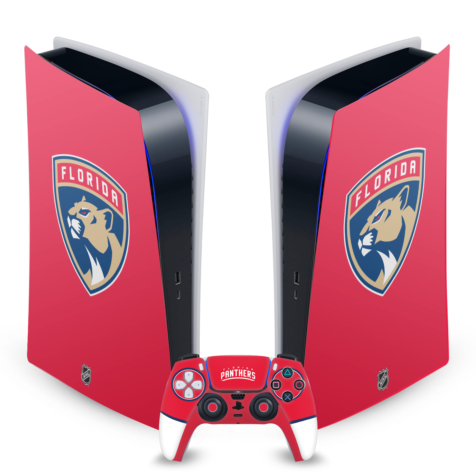 OFFICIAL NHL FLORIDA PANTHERS VINYL SKIN FOR SONY PS5 DIGITAL EDITION BUNDLE