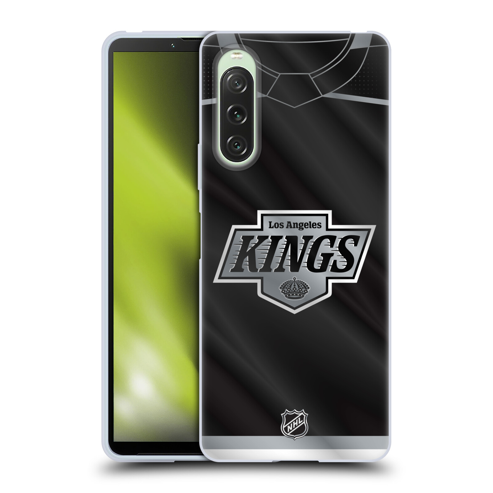 Silikonové pouzdro - Sony Xperia 10 V - NHL - Dres Los Angeles Kings (Silikonový kryt, obal, pouzdro na mobilní telefon Sony Xperia 10 V s licencovaným motivem NHL - Dres Los Angeles Kings)