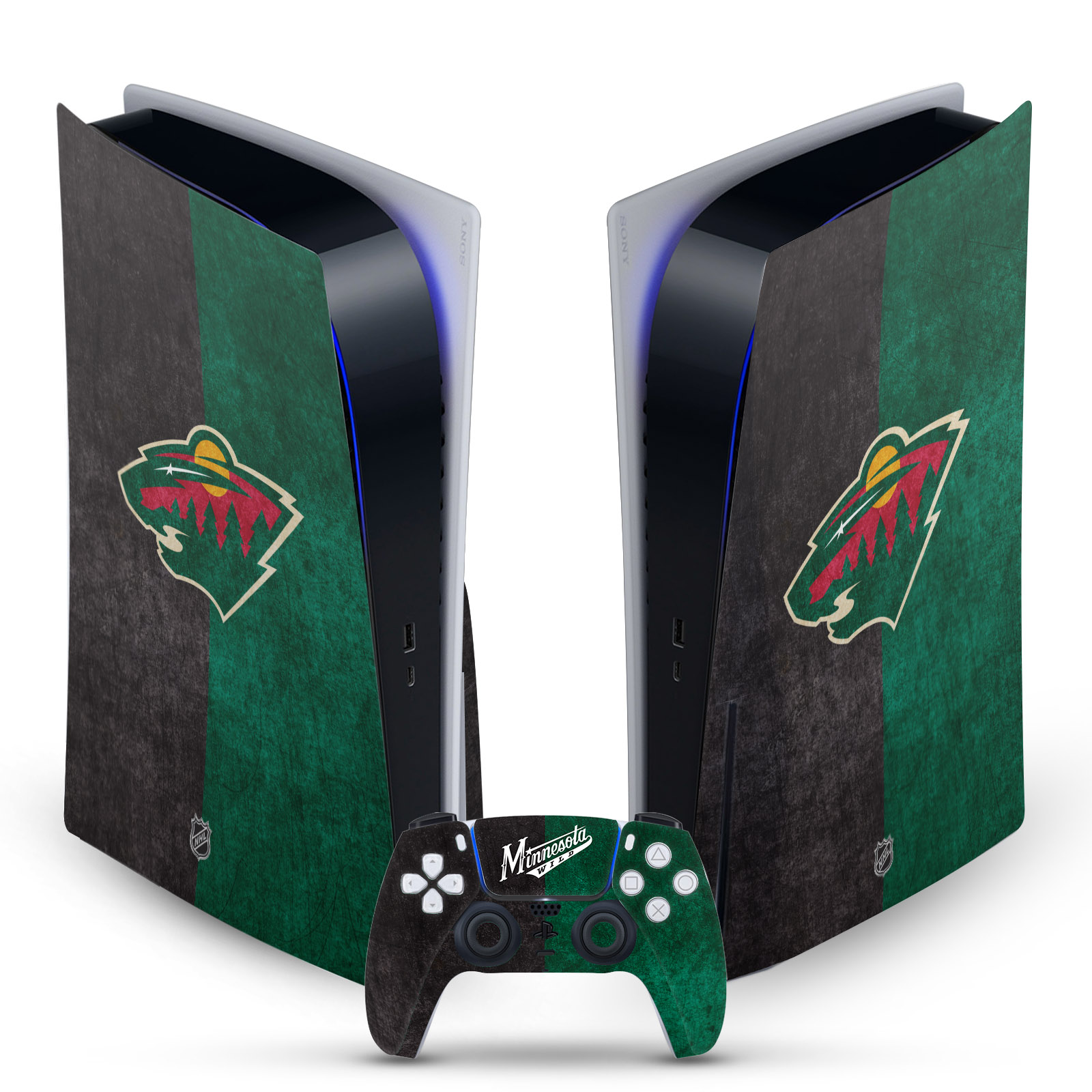 OFFICIAL NHL MINNESOTA WILD VINYL SKIN DECAL FOR SONY PS5 DISC EDITION BUNDLE