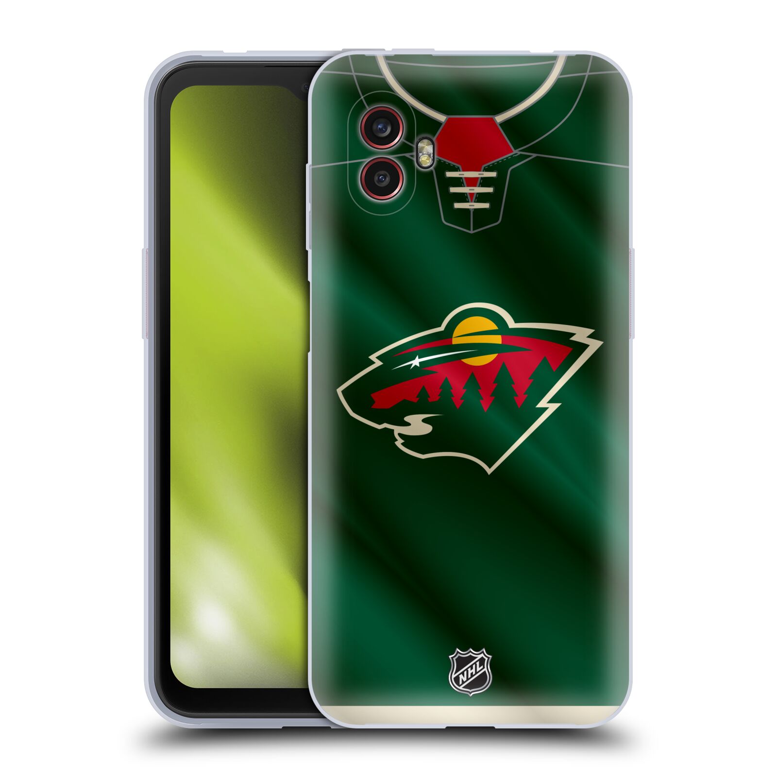 Silikonové pouzdro - Samsung Galaxy Xcover 6 Pro - NHL - Dres Minnesota Wild (Silikonový kryt, obal, pouzdro na mobilní telefon Samsung Galaxy Xcover 6 Pro s licencovaným motivem NHL - Dres Minnesota Wild)