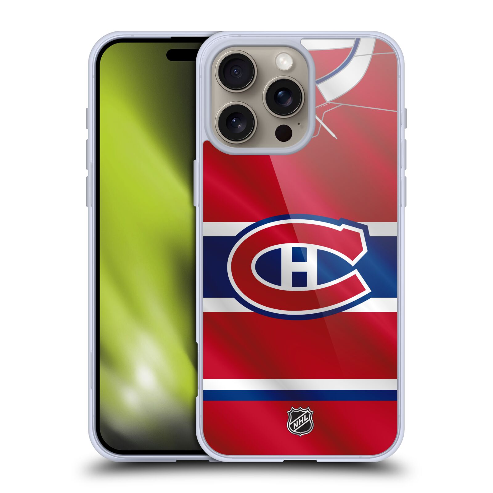 Silikonové lesklé pouzdro Apple iPhone 16 Pro Max - NHL - Dres Montreal Canadiens (Lesklý silikonový kryt, obal, pouzdro na mobilní telefon Apple iPhone 16 Pro Max s licencovaným motivem NHL - Dres Montreal Canadiens)