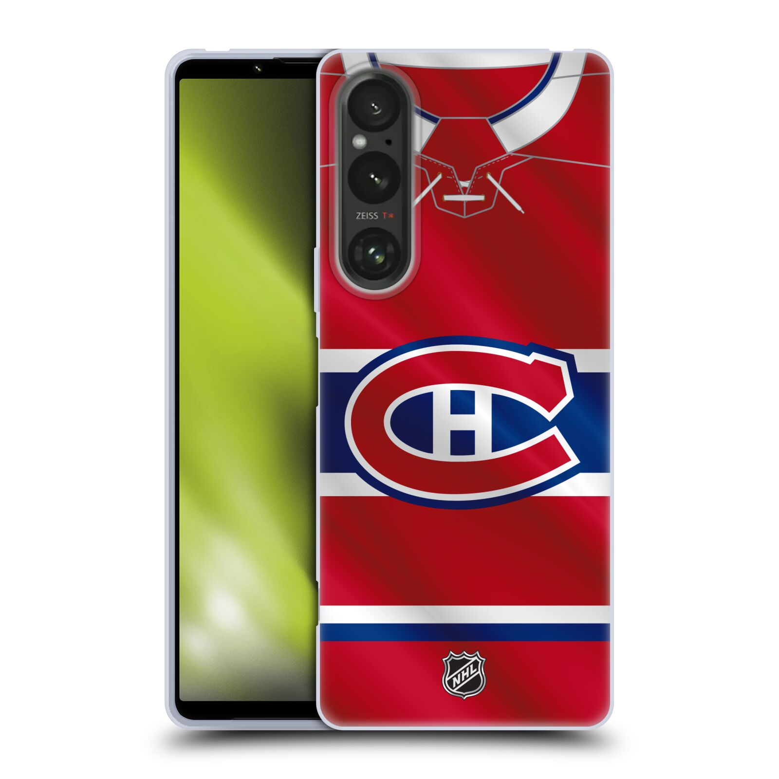 Silikonové pouzdro na mobil Sony Xperia 1 V - NHL - Dres Montreal Canadiens (Silikonový kryt, obal, pouzdro na mobilní telefon Sony Xperia 1 V s licencovaným motivem NHL - Dres Montreal Canadiens)