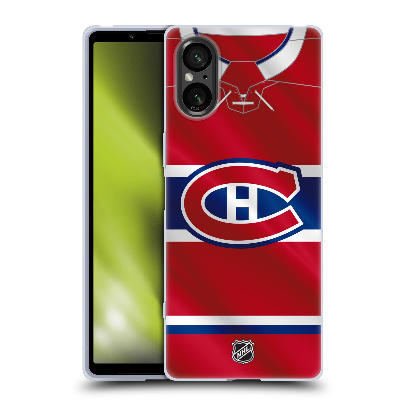 Silikonové pouzdro - Sony Xperia 5 V - NHL - Dres Montreal Canadiens (Silikonový kryt, obal, pouzdro na mobilní telefon Sony Xperia 5 V s licencovaným motivem NHL - Dres Montreal Canadiens)