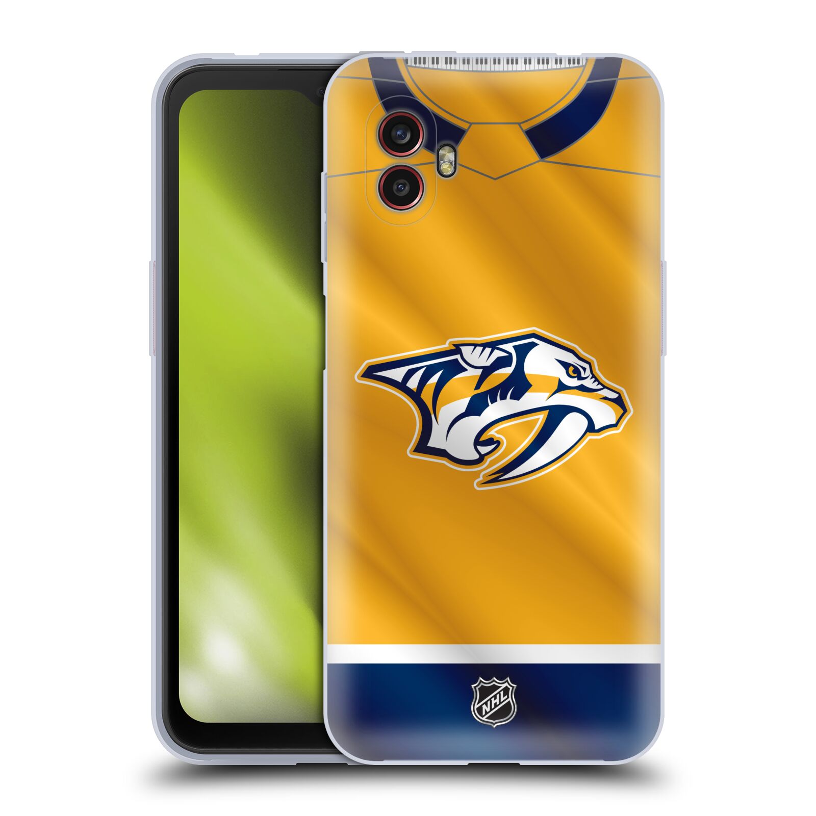 Silikonové pouzdro - Samsung Galaxy Xcover 6 Pro - NHL - Dres Nashville Predators (Silikonový kryt, obal, pouzdro na mobilní telefon Samsung Galaxy Xcover 6 Pro s licencovaným motivem NHL - Dres Nashville Predators)