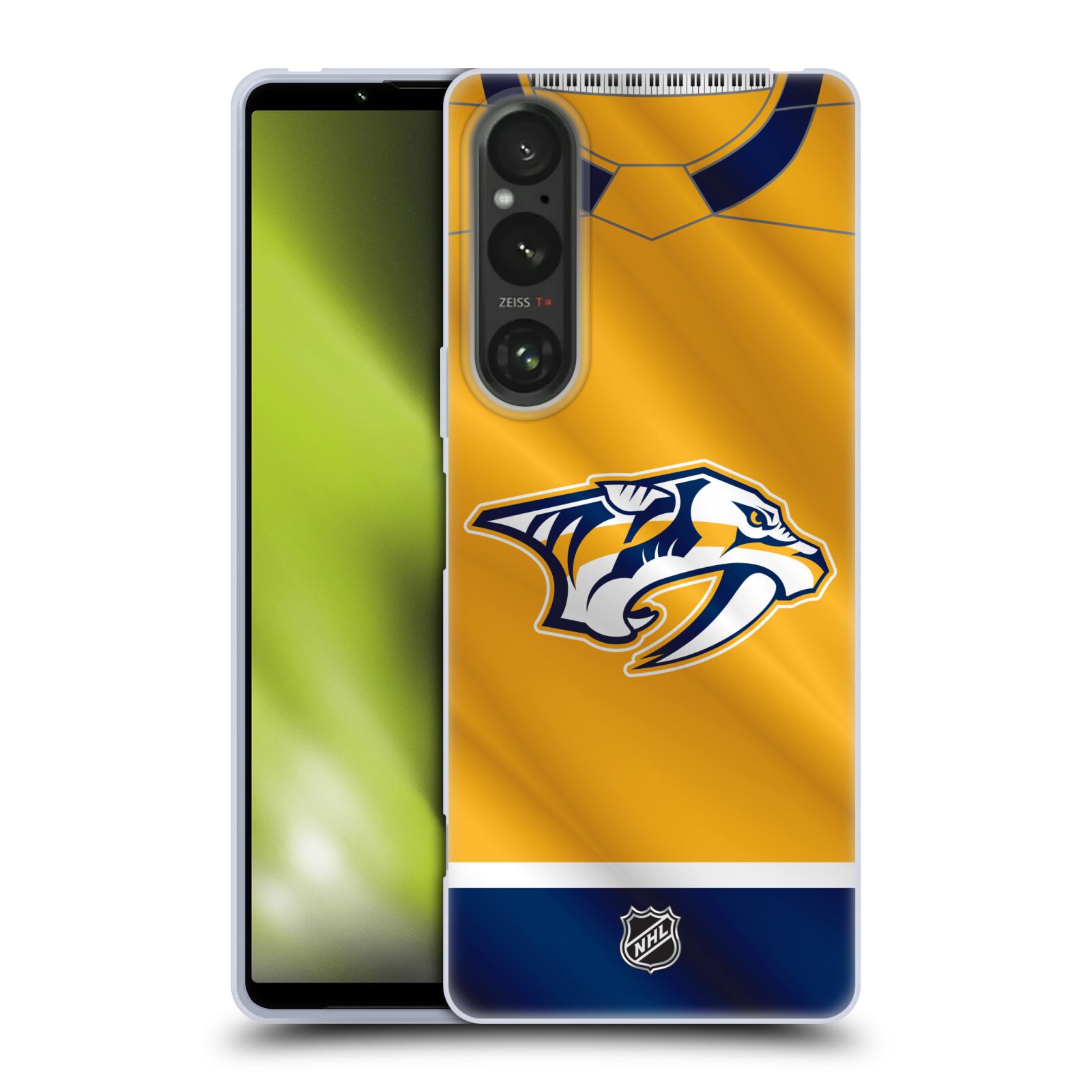 Silikonové pouzdro na mobil Sony Xperia 1 V - NHL - Dres Nashville Predators (Silikonový kryt, obal, pouzdro na mobilní telefon Sony Xperia 1 V s licencovaným motivem NHL - Dres Nashville Predators)