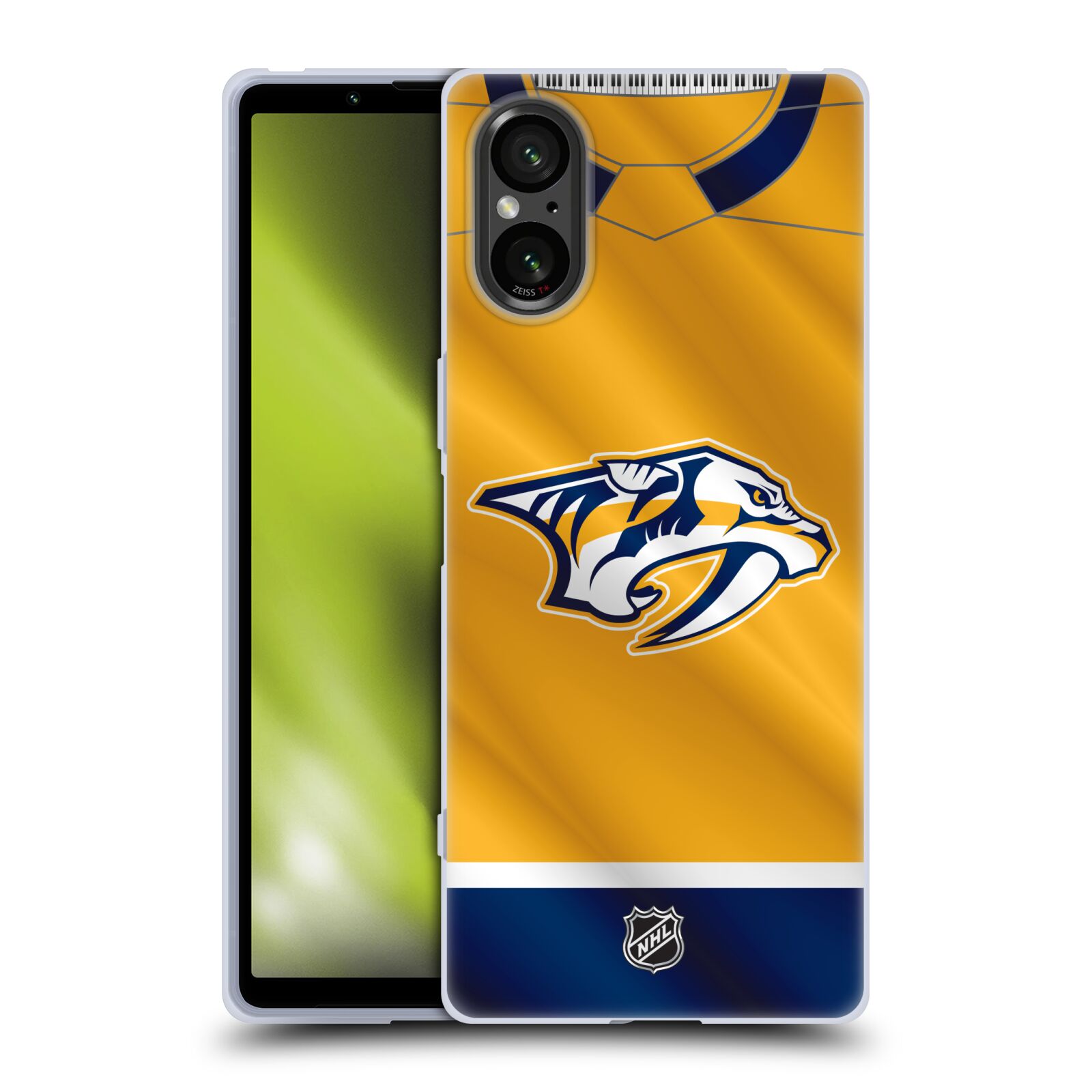 Silikonové pouzdro - Sony Xperia 5 V - NHL - Dres Nashville Predators (Silikonový kryt, obal, pouzdro na mobilní telefon Sony Xperia 5 V s licencovaným motivem NHL - Dres Nashville Predators)