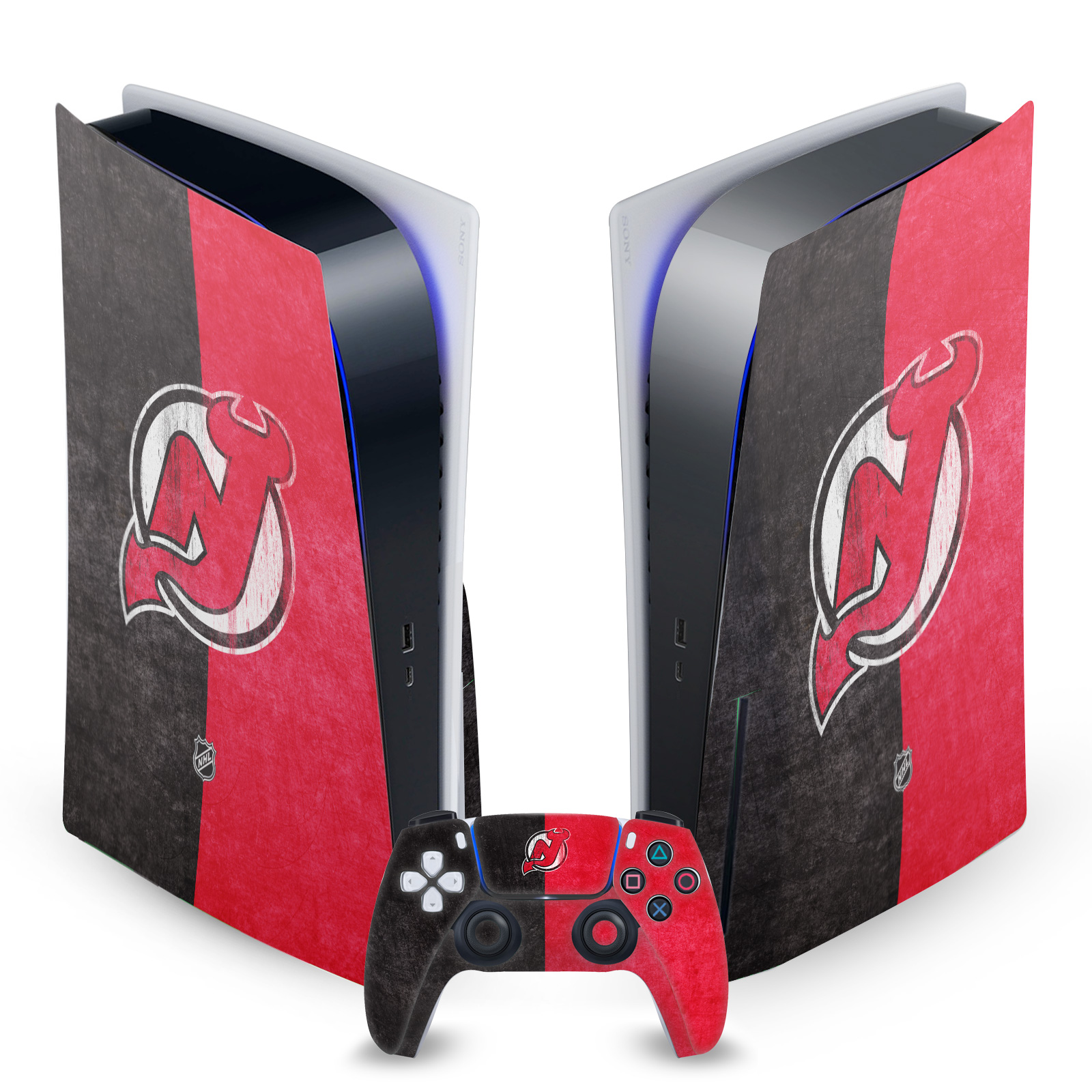 OFFICIAL NHL NEW JERSEY DEVILS VINYL SKIN DECAL FOR SONY PS5 DISC EDITION BUNDLE