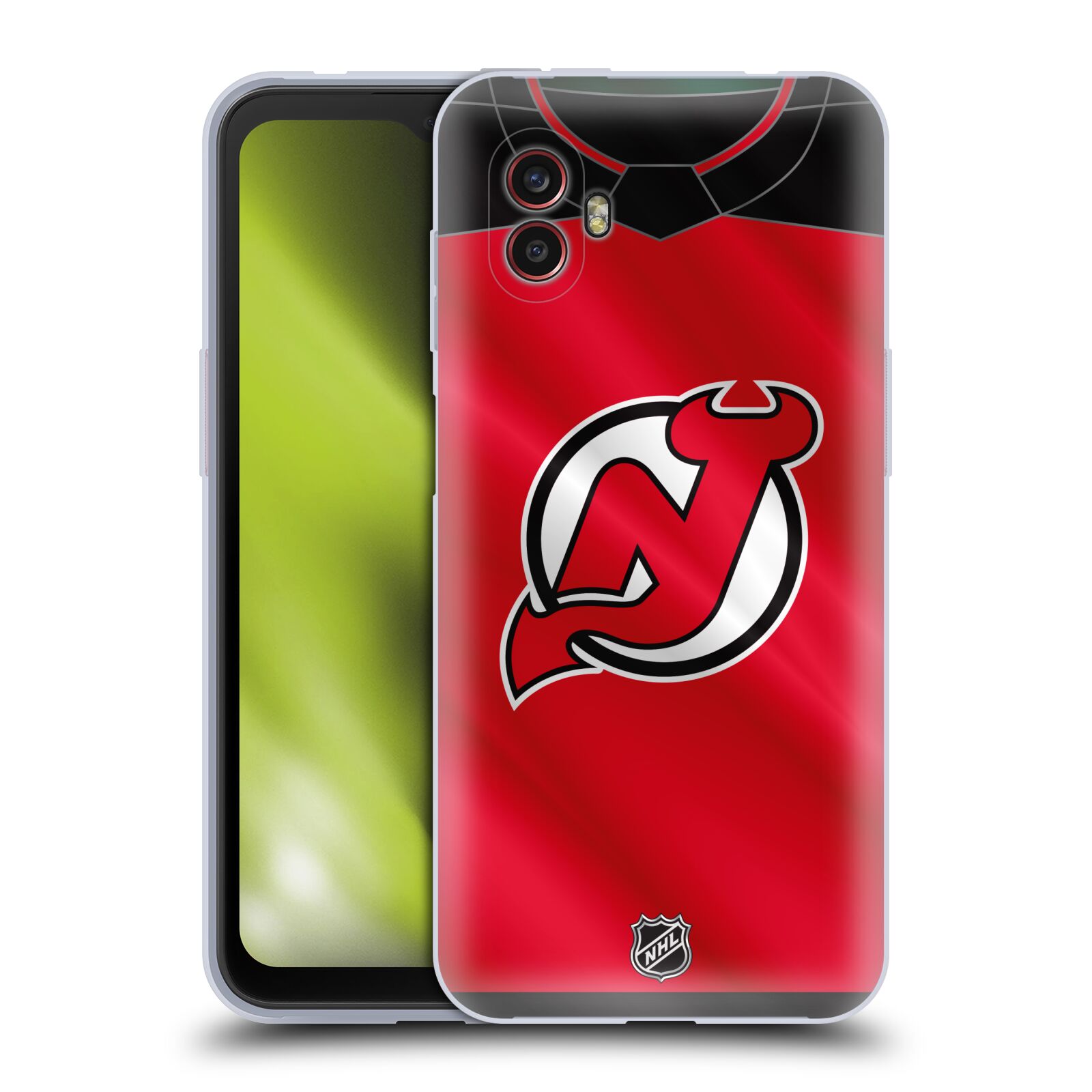 Silikonové pouzdro - Samsung Galaxy Xcover 6 Pro - NHL - Dres New Jersey Devils (Silikonový kryt, obal, pouzdro na mobilní telefon Samsung Galaxy Xcover 6 Pro s licencovaným motivem NHL - Dres New Jersey Devils)