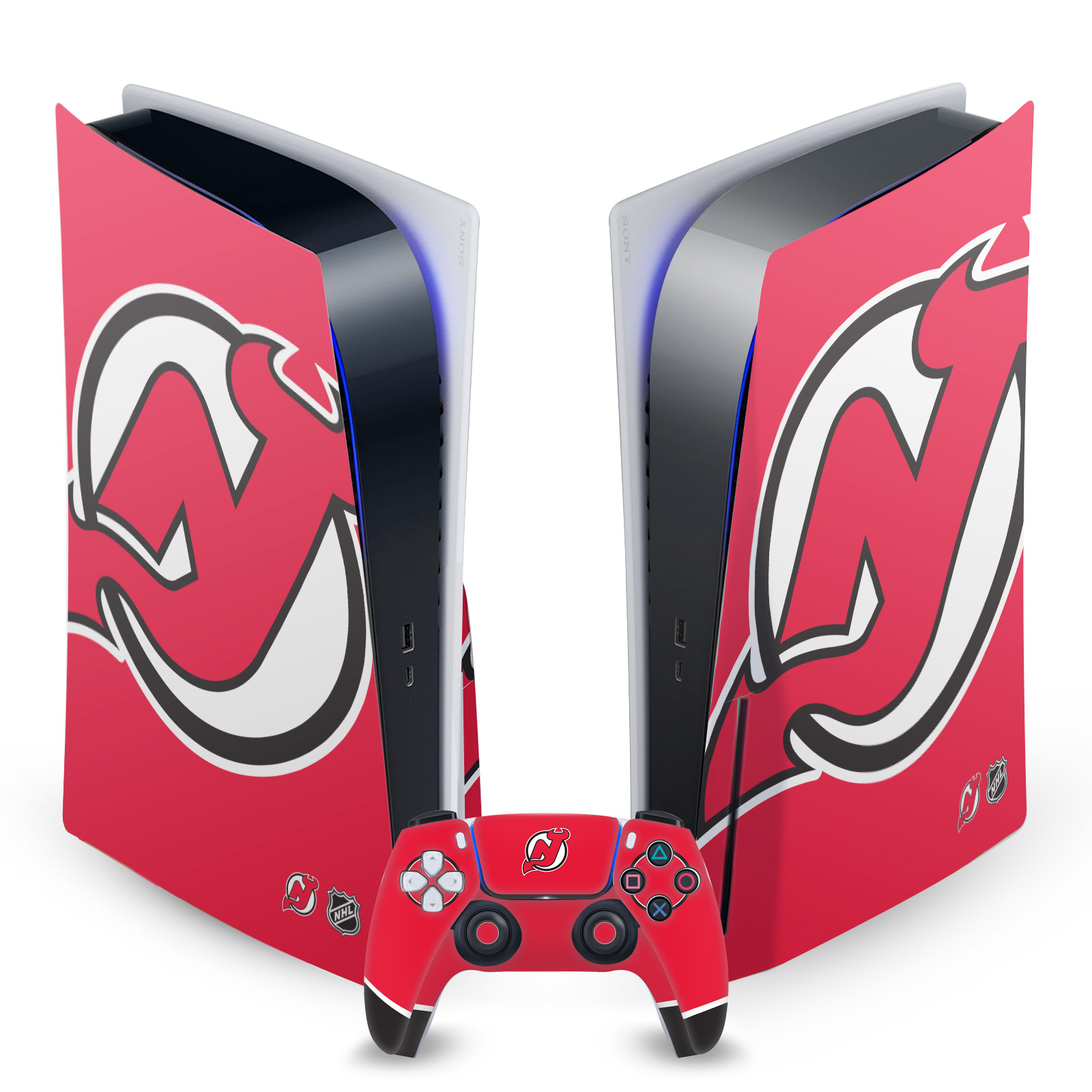 OFFICIAL NHL NEW JERSEY DEVILS VINYL SKIN DECAL FOR SONY PS5 DISC EDITION BUNDLE