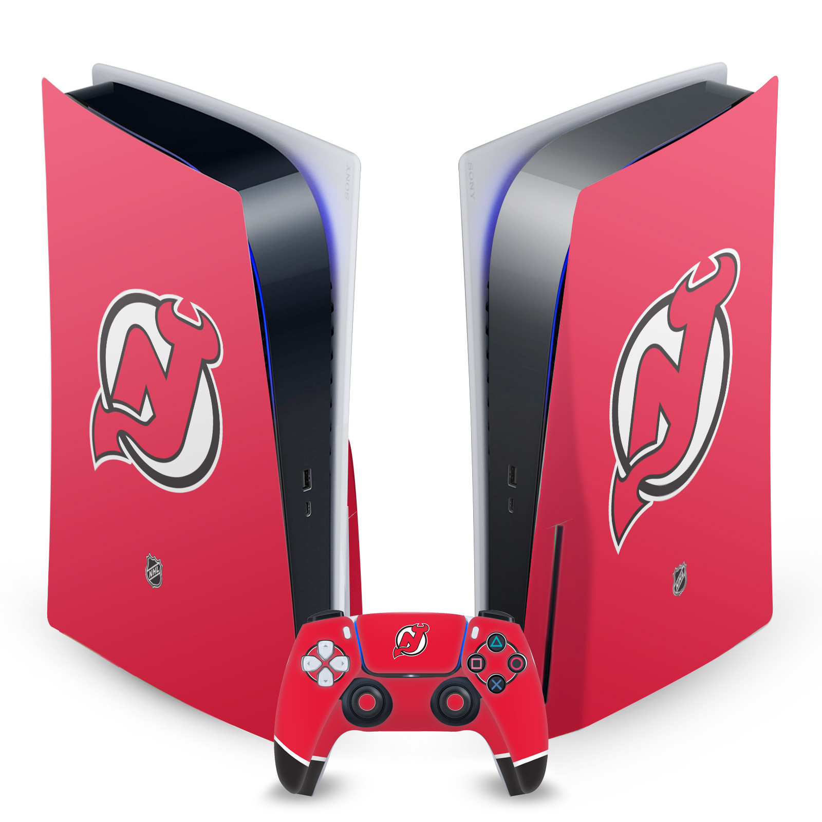 OFFICIAL NHL NEW JERSEY DEVILS VINYL SKIN DECAL FOR SONY PS5 DISC EDITION BUNDLE