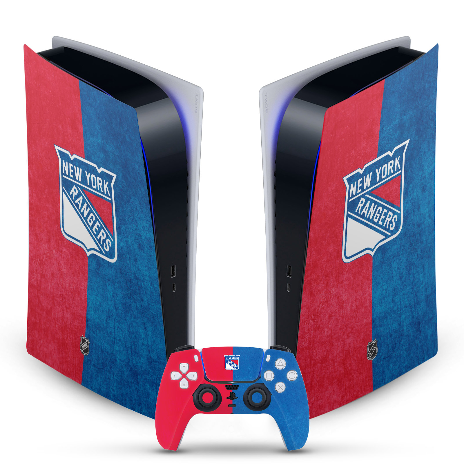 OFFICIAL NHL NEW YORK RANGERS VINYL SKIN FOR SONY PS5 DIGITAL EDITION BUNDLE