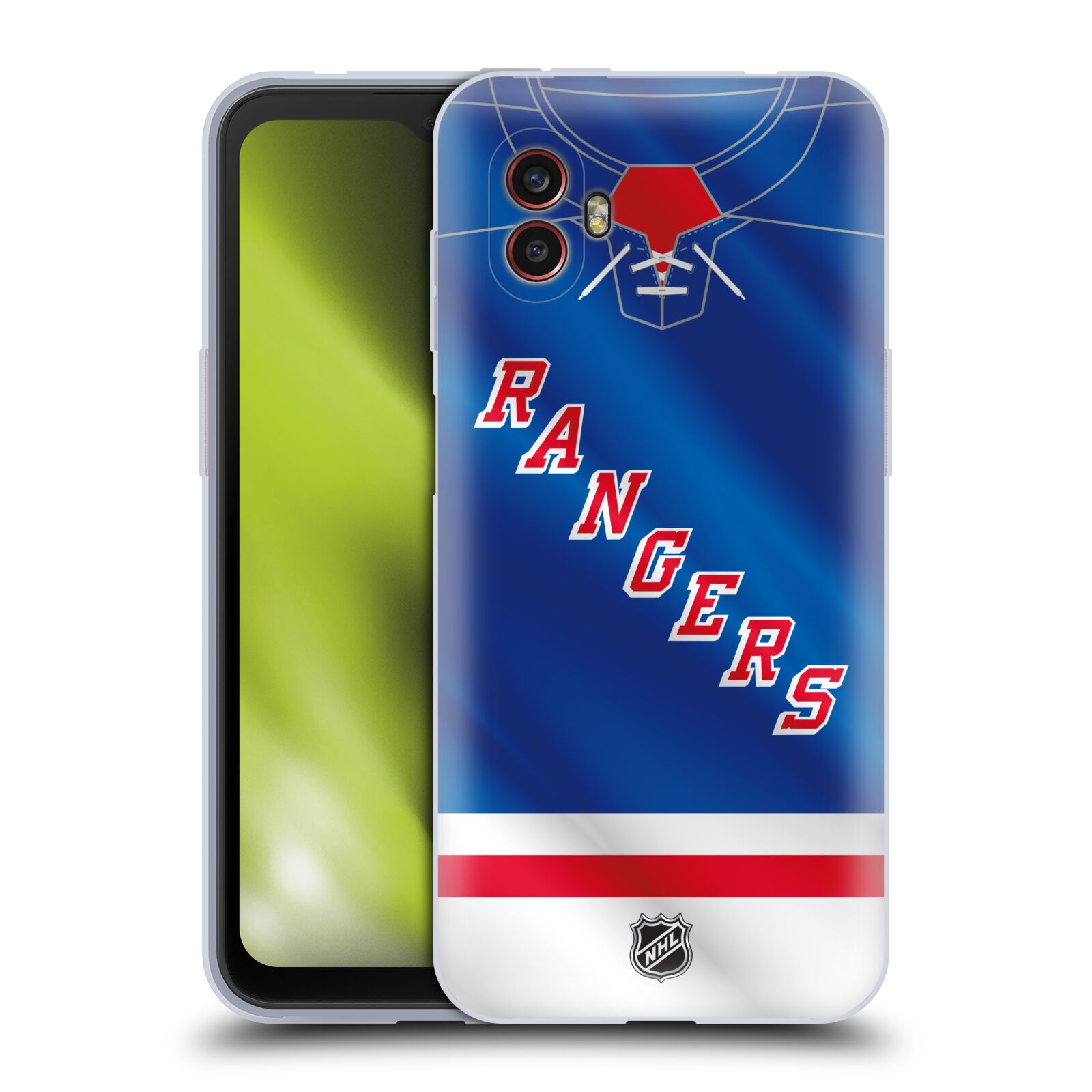 Silikonové pouzdro - Samsung Galaxy Xcover 6 Pro - NHL - Dres New York Rangers (Silikonový kryt, obal, pouzdro na mobilní telefon Samsung Galaxy Xcover 6 Pro s licencovaným motivem NHL - Dres New York Rangers)