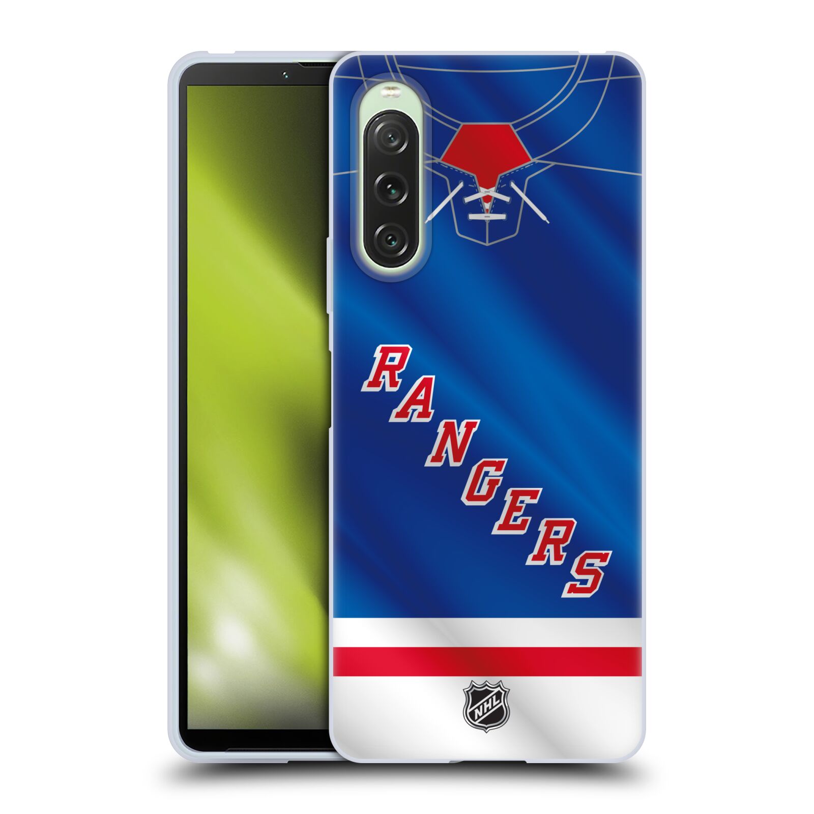 Silikonové pouzdro - Sony Xperia 10 V - NHL - Dres New York Rangers (Silikonový kryt, obal, pouzdro na mobilní telefon Sony Xperia 10 V s licencovaným motivem NHL - Dres New York Rangers)