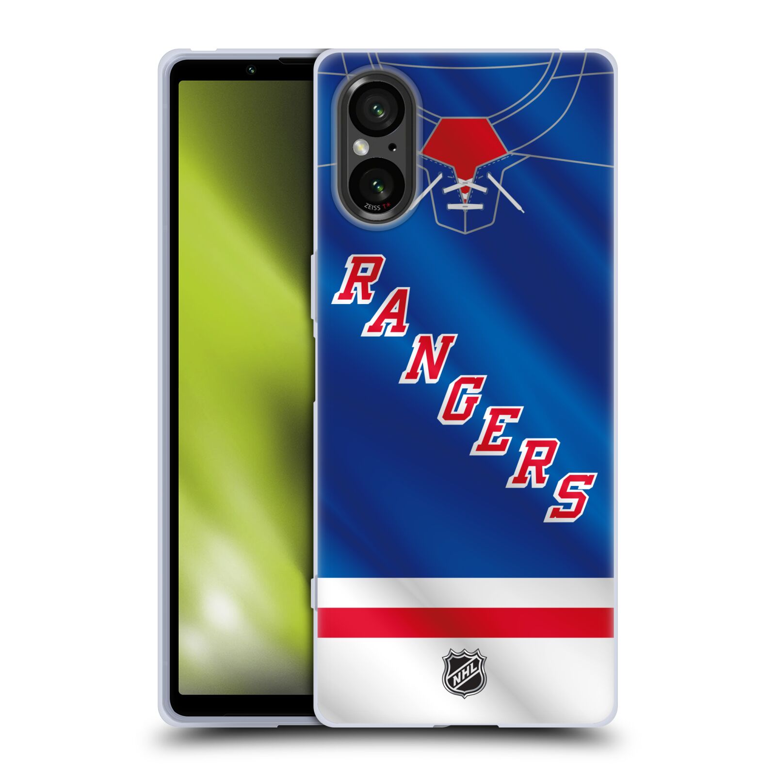 Silikonové pouzdro - Sony Xperia 5 V - NHL - Dres New York Rangers (Silikonový kryt, obal, pouzdro na mobilní telefon Sony Xperia 5 V s licencovaným motivem NHL - Dres New York Rangers)