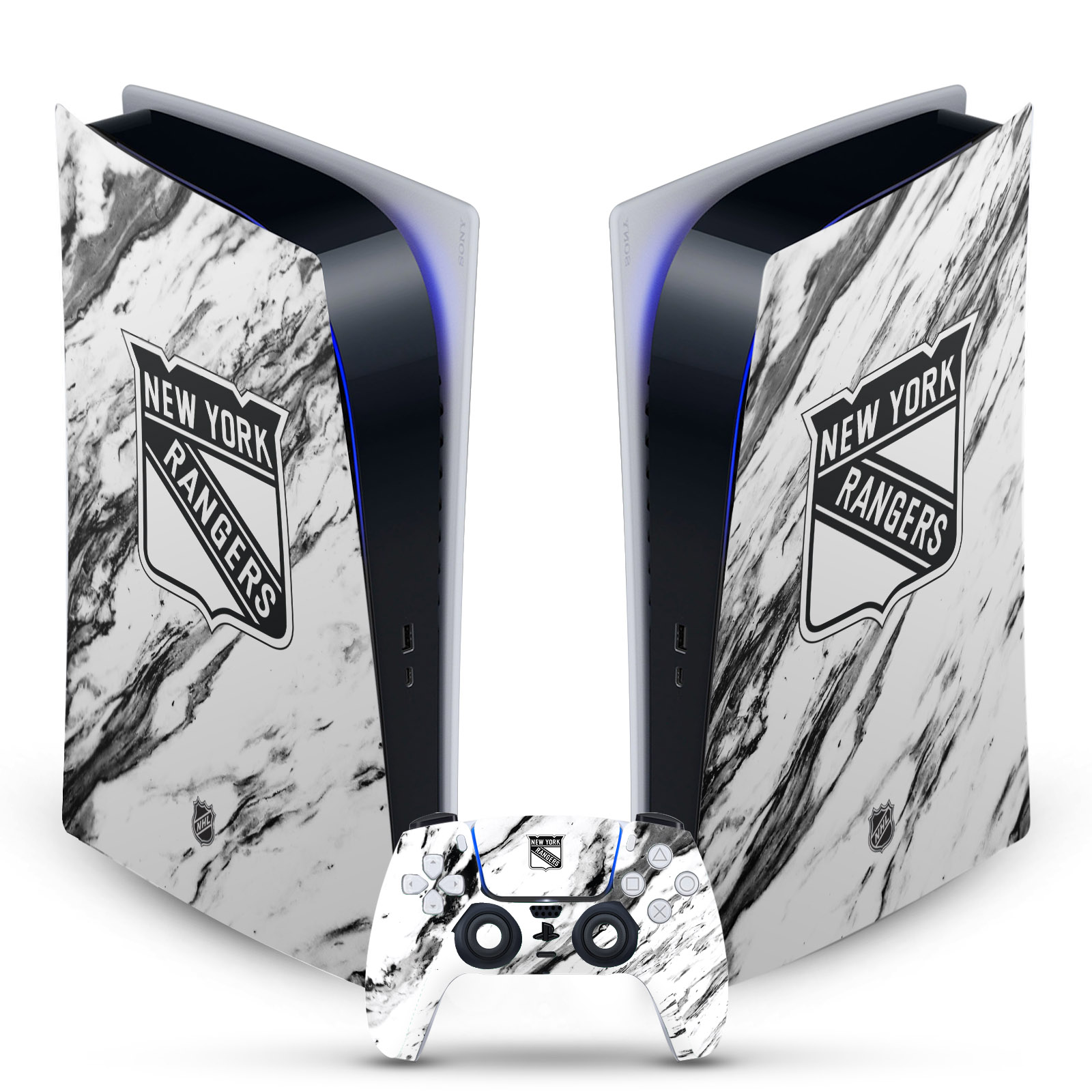 OFFICIAL NHL NEW YORK RANGERS VINYL SKIN FOR SONY PS5 DIGITAL EDITION BUNDLE