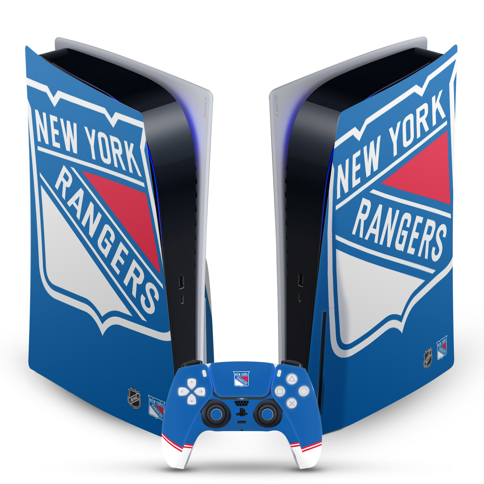 OFFICIAL NHL NEW YORK RANGERS VINYL SKIN DECAL FOR SONY PS5 DISC EDITION BUNDLE