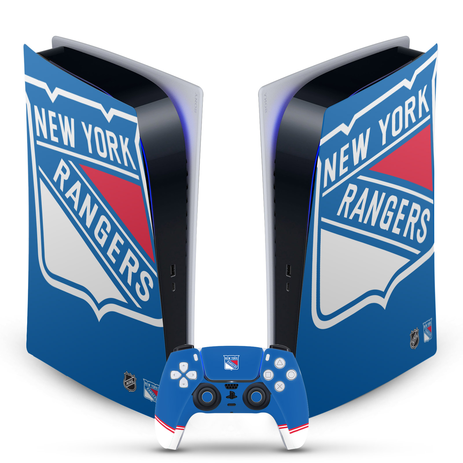 OFFICIAL NHL NEW YORK RANGERS VINYL SKIN FOR SONY PS5 DIGITAL EDITION BUNDLE