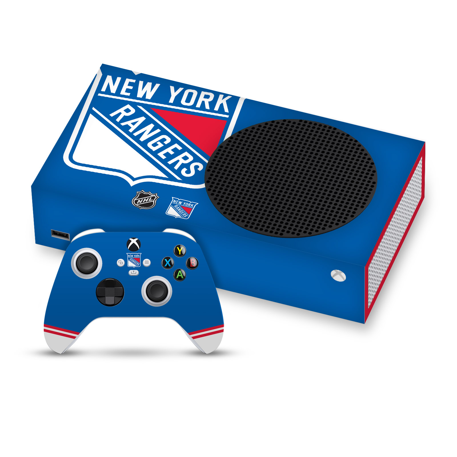 OFFICIAL NHL NEW YORK RANGERS VINYL SKIN DECAL FOR SERIES S CONSOLE & CONTROLLER