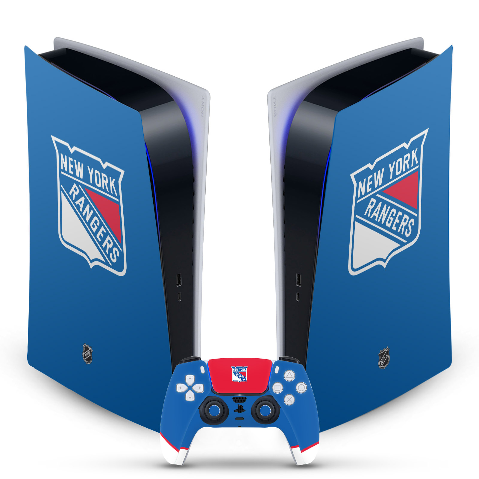 OFFICIAL NHL NEW YORK RANGERS VINYL SKIN FOR SONY PS5 DIGITAL EDITION BUNDLE