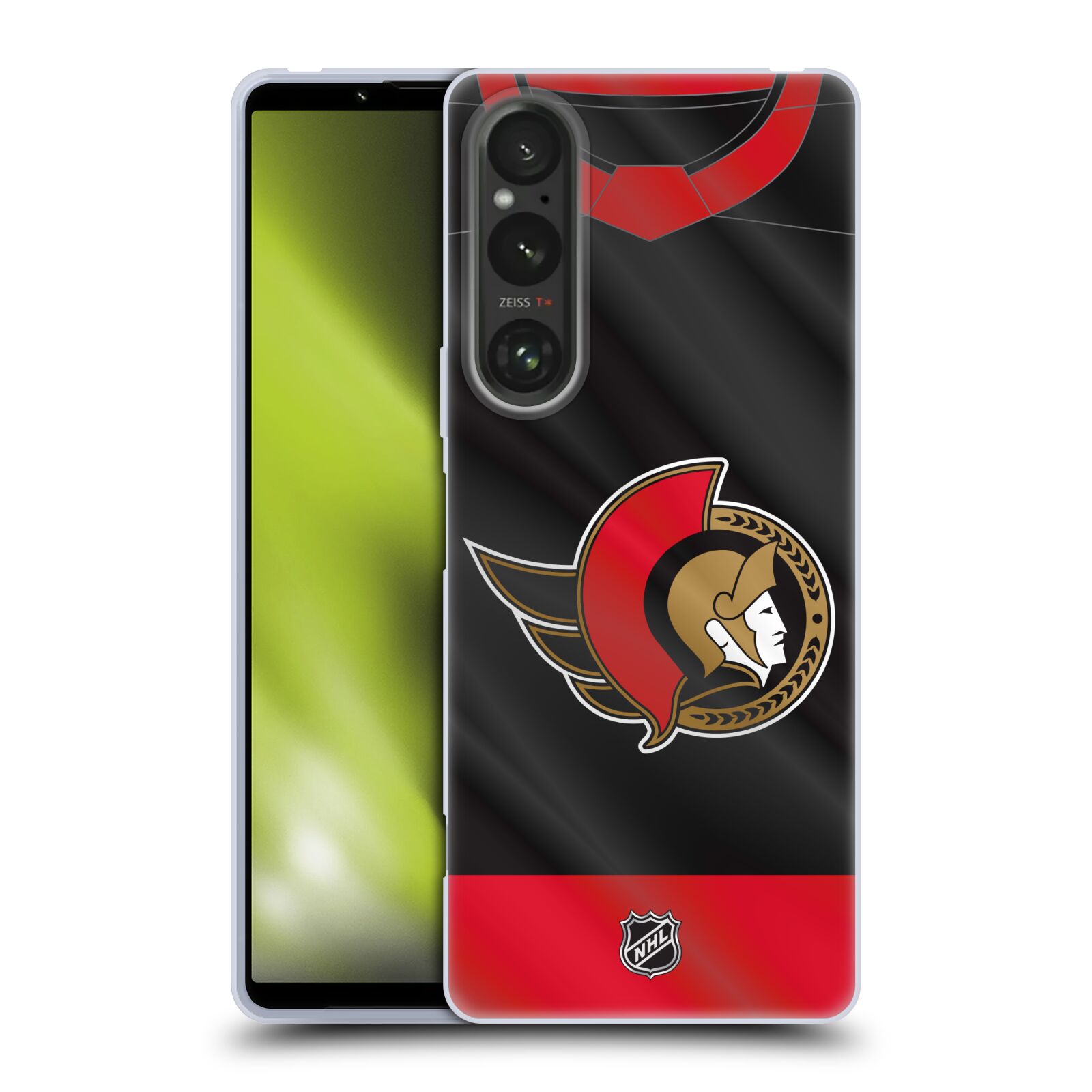 Silikonové pouzdro na mobil Sony Xperia 1 V - NHL - Dres Ottawa Senators (Silikonový kryt, obal, pouzdro na mobilní telefon Sony Xperia 1 V s licencovaným motivem NHL - Dres Ottawa Senators)