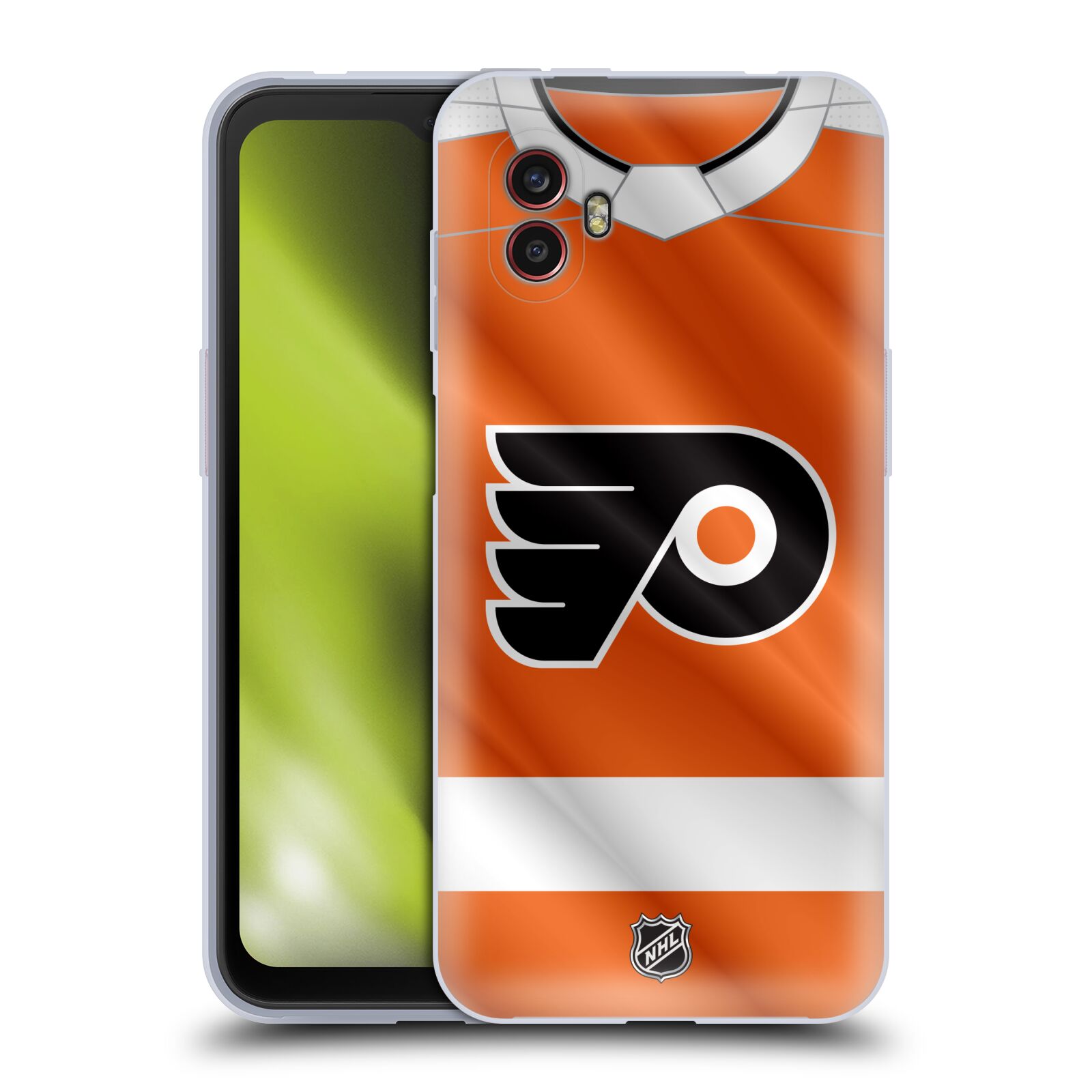 Silikonové pouzdro - Samsung Galaxy Xcover 6 Pro - NHL - Dres Philadelphia Flyers (Silikonový kryt, obal, pouzdro na mobilní telefon Samsung Galaxy Xcover 6 Pro s licencovaným motivem NHL - Dres Philadelphia Flyers)