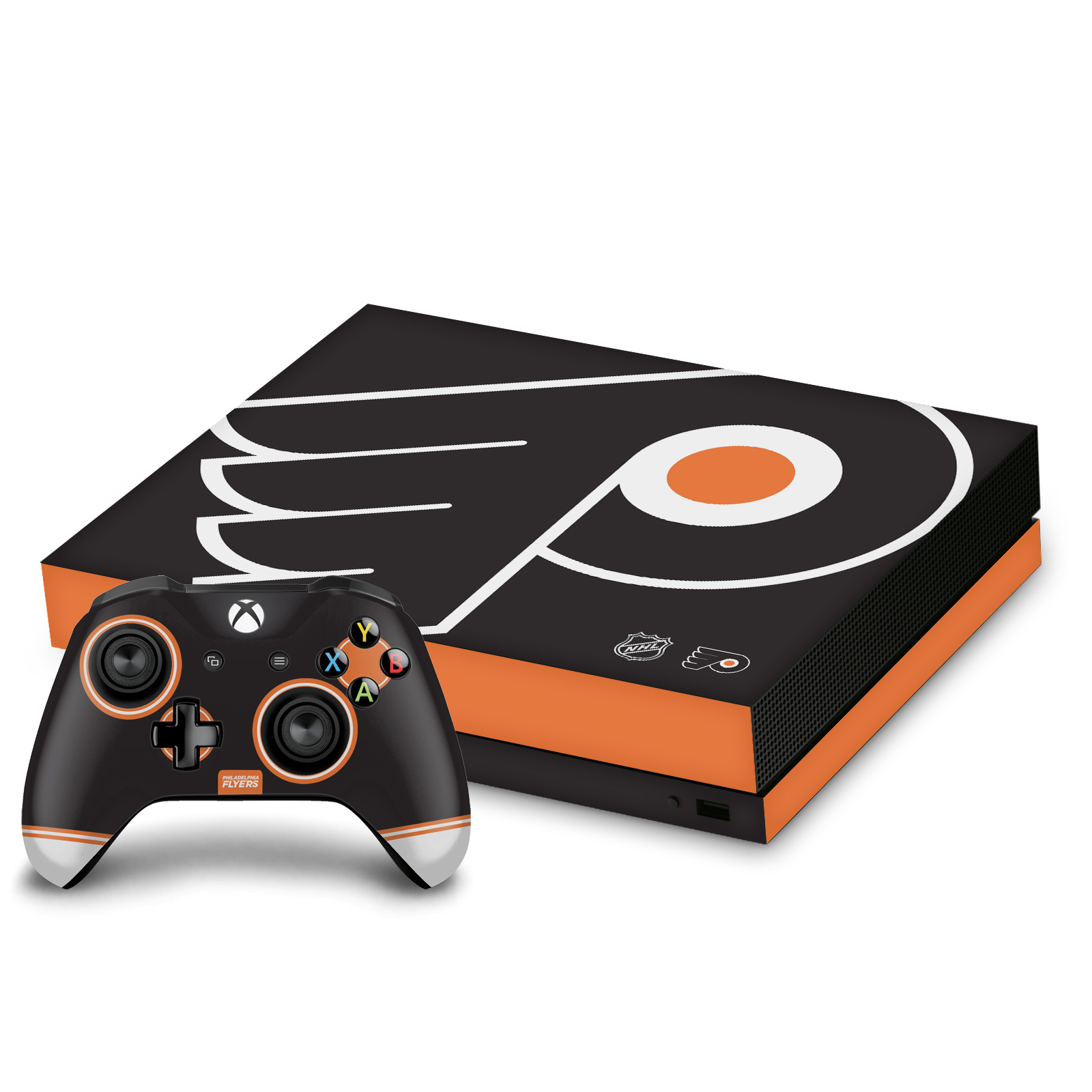 OFFICIAL NHL PHILADELPHIA FLYERS VINYL STICKER SKIN DECAL FOR XBOX ONE X BUNDLE