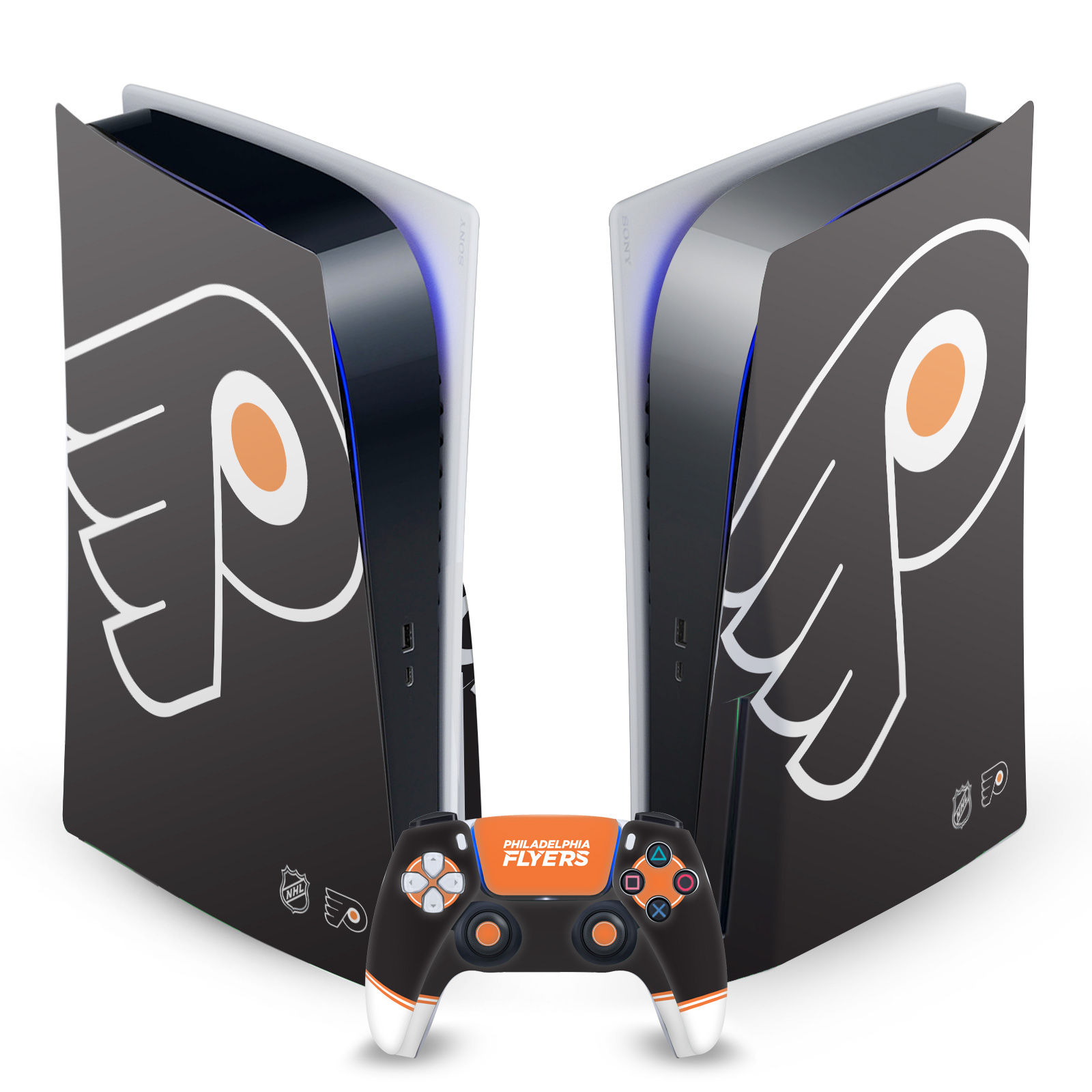 OFFICIAL NHL PHILADELPHIA FLYERS VINYL SKIN FOR SONY PS5 DISC EDITION BUNDLE