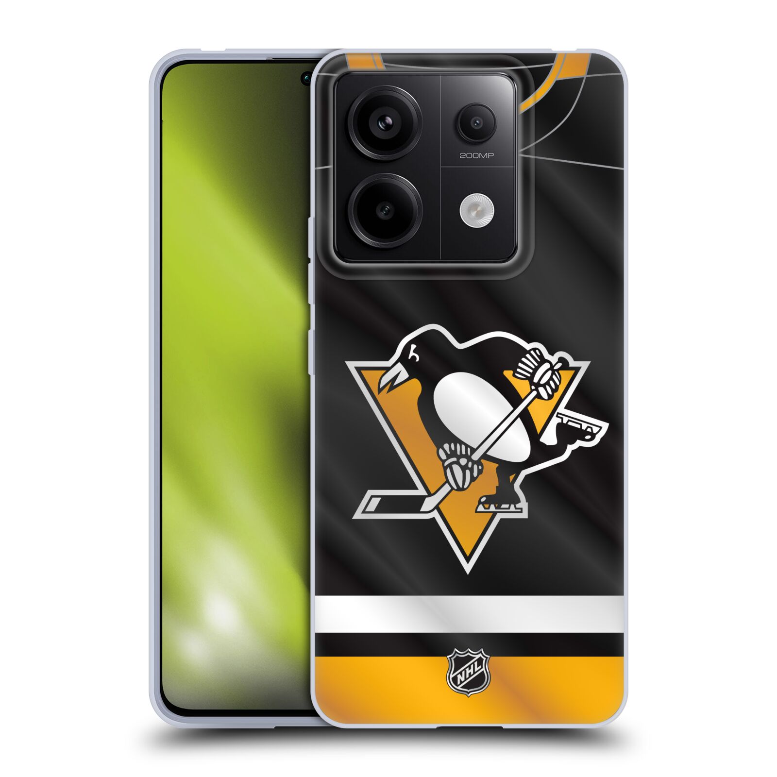 Silikonové pouzdro na mobil Xiaomi Redmi Note 13 Pro 5G / Poco X6 5G - NHL - Dres Pittsburgh Penguins (Silikonový kryt, obal, pouzdro na mobilní telefon Xiaomi Redmi Note 13 Pro 5G / Poco X6 5G s licencovaným motivem NHL - Dres Pittsburgh Penguins)