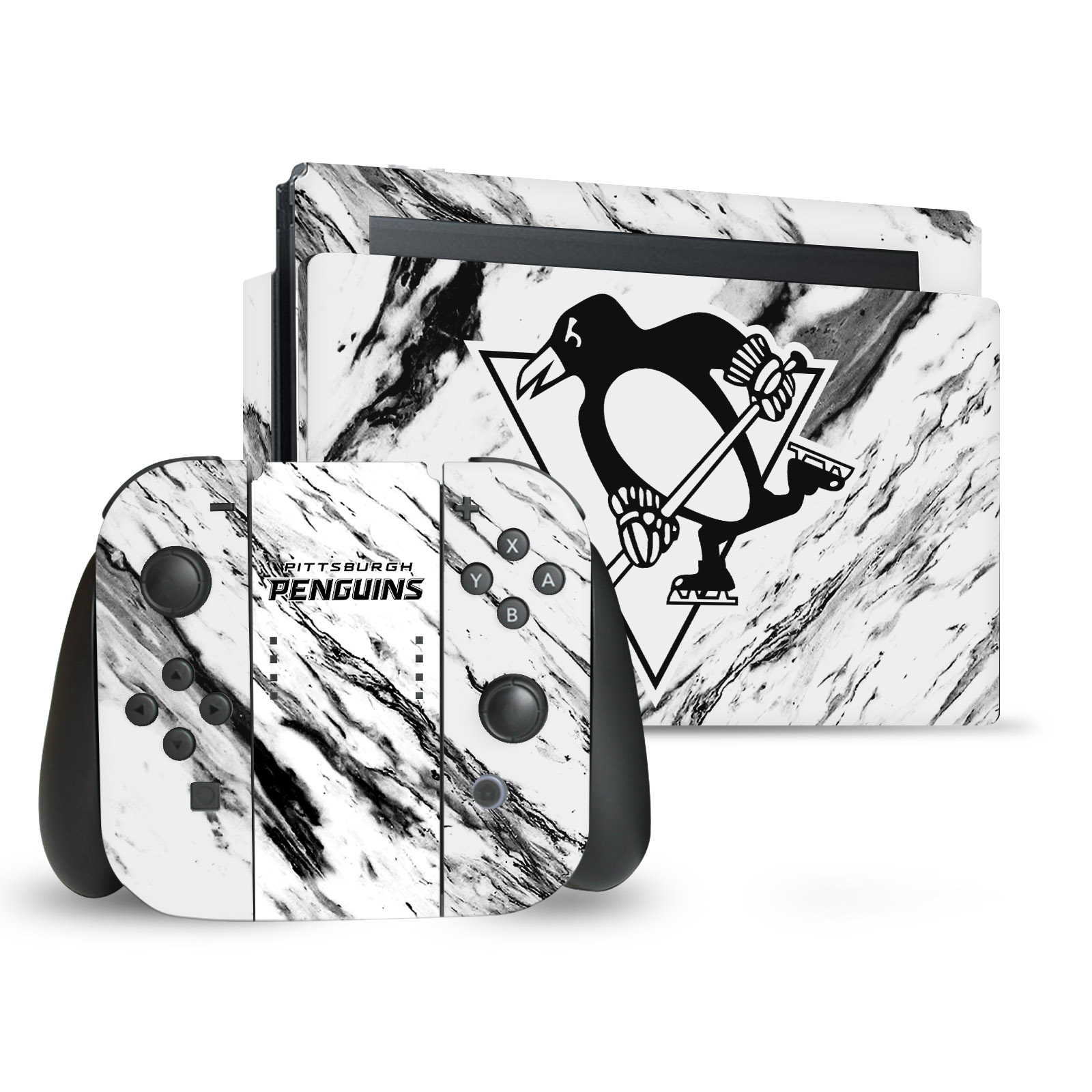 OFFICIAL NHL PITTSBURGH PENGUINS VINYL SKIN DECAL FOR NINTENDO SWITCH BUNDLE