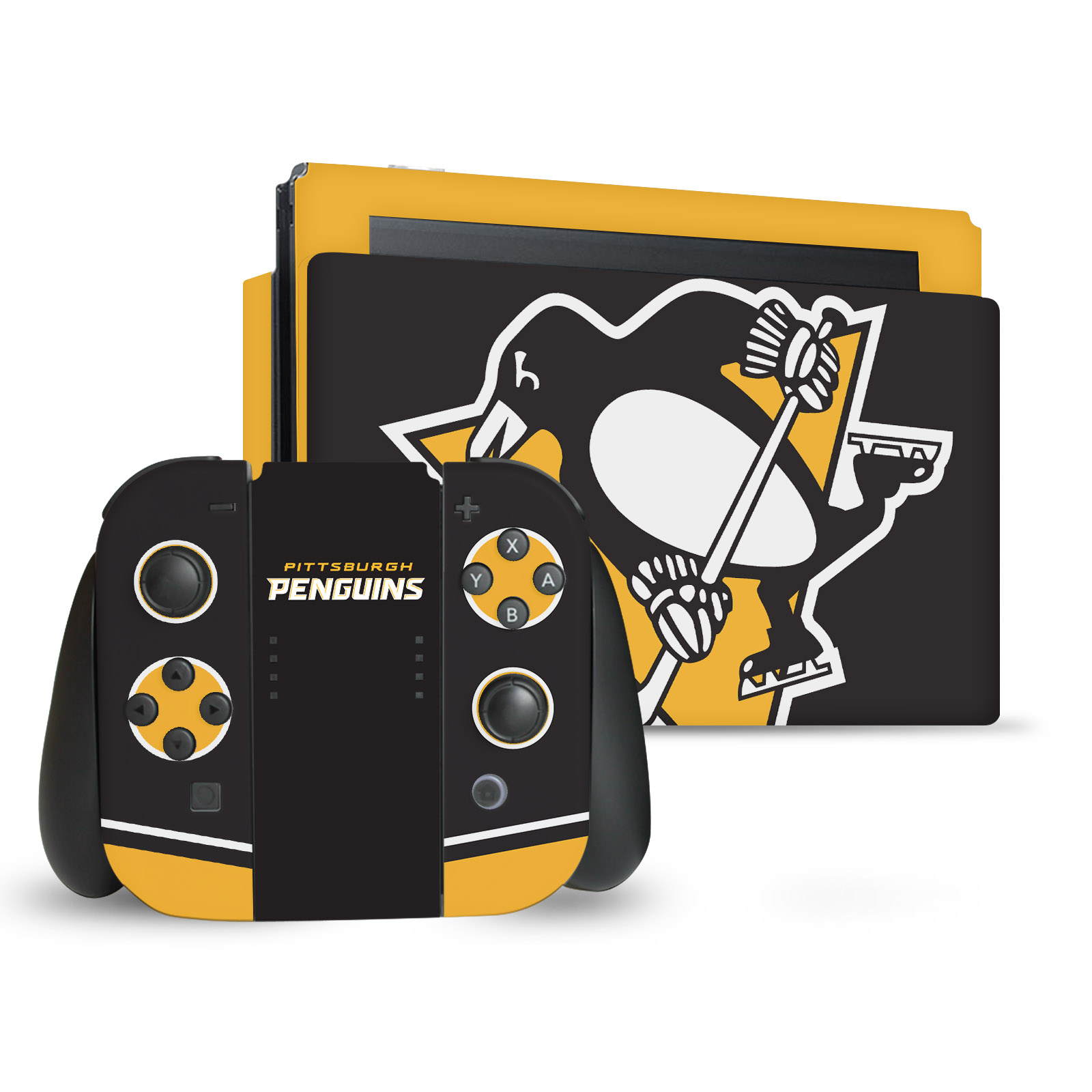 OFFICIAL NHL PITTSBURGH PENGUINS VINYL SKIN DECAL FOR NINTENDO SWITCH BUNDLE