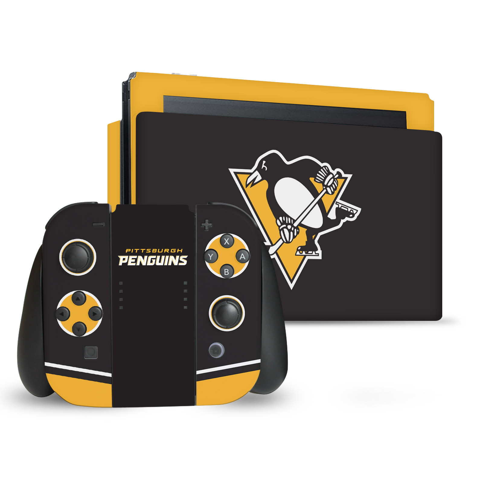 OFFICIAL NHL PITTSBURGH PENGUINS VINYL SKIN DECAL FOR NINTENDO SWITCH BUNDLE