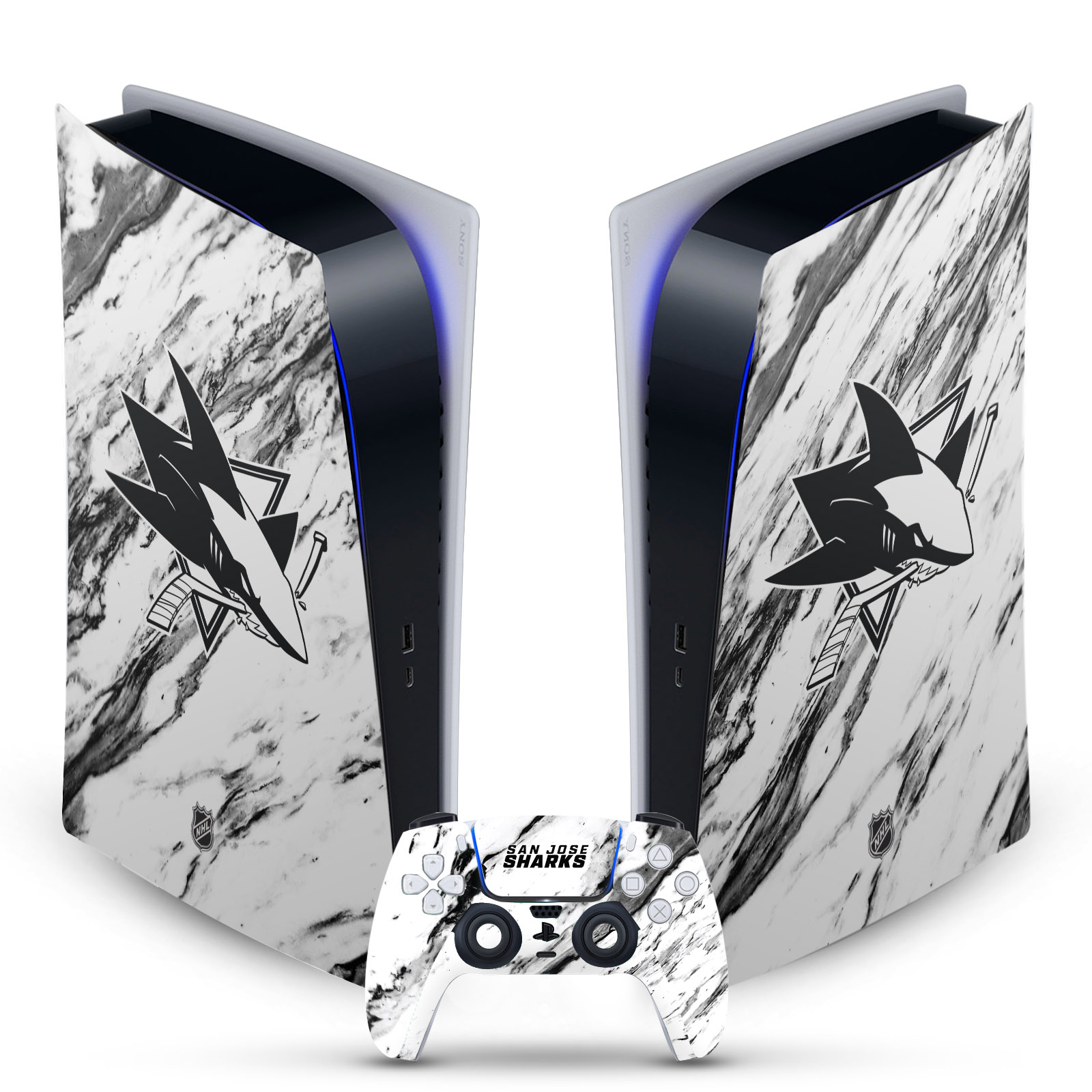 OFFICIAL NHL SAN JOSE SHARKS VINYL SKIN FOR SONY PS5 DIGITAL EDITION BUNDLE