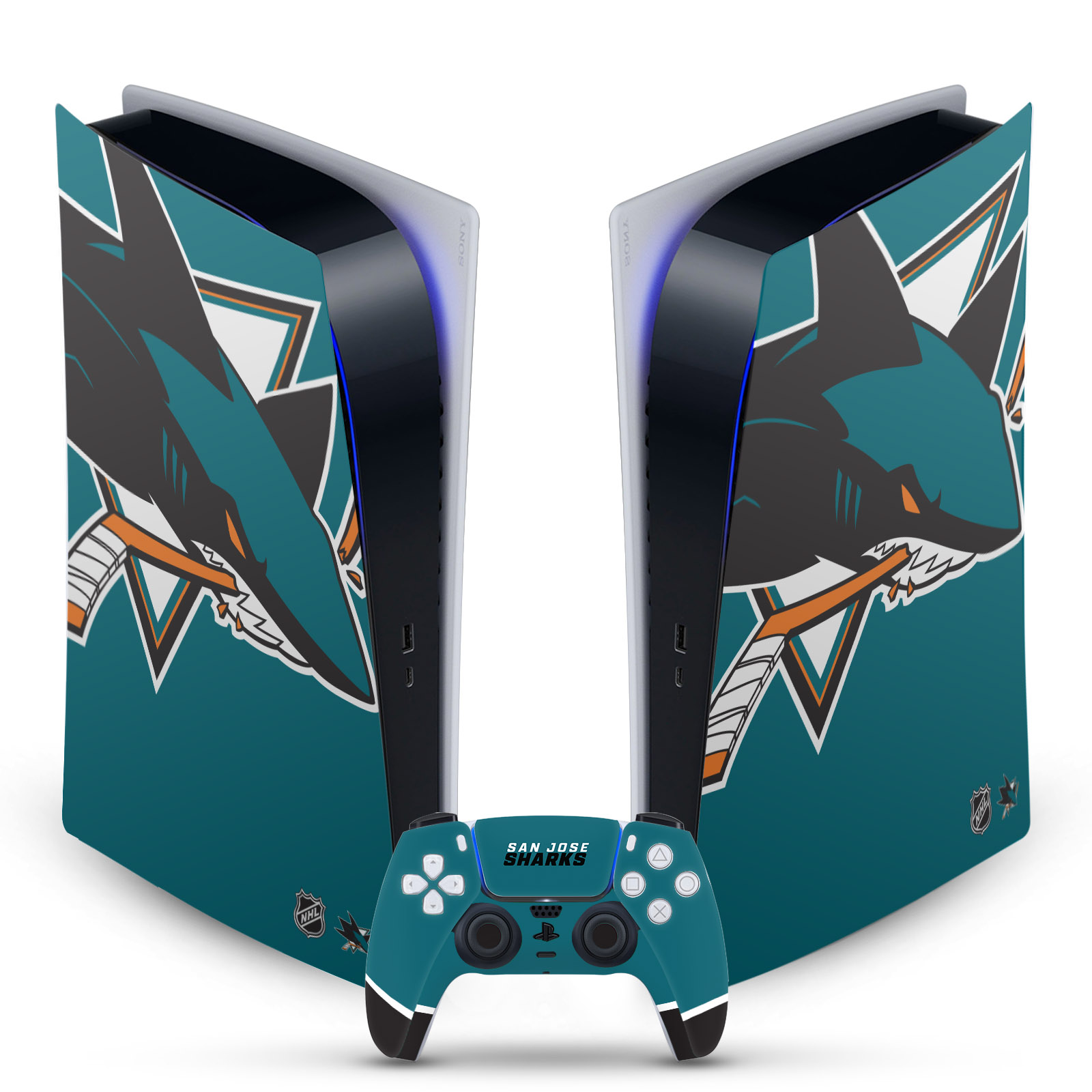 OFFICIAL NHL SAN JOSE SHARKS VINYL SKIN FOR SONY PS5 DIGITAL EDITION BUNDLE