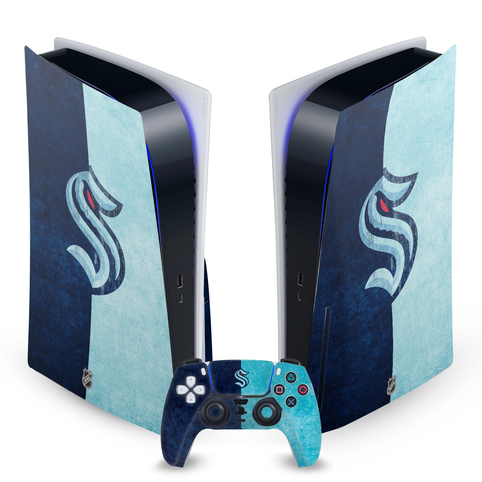 OFFICIAL NHL SEATTLE KRAKEN VINYL SKIN DECAL FOR SONY PS5 DISC EDITION BUNDLE