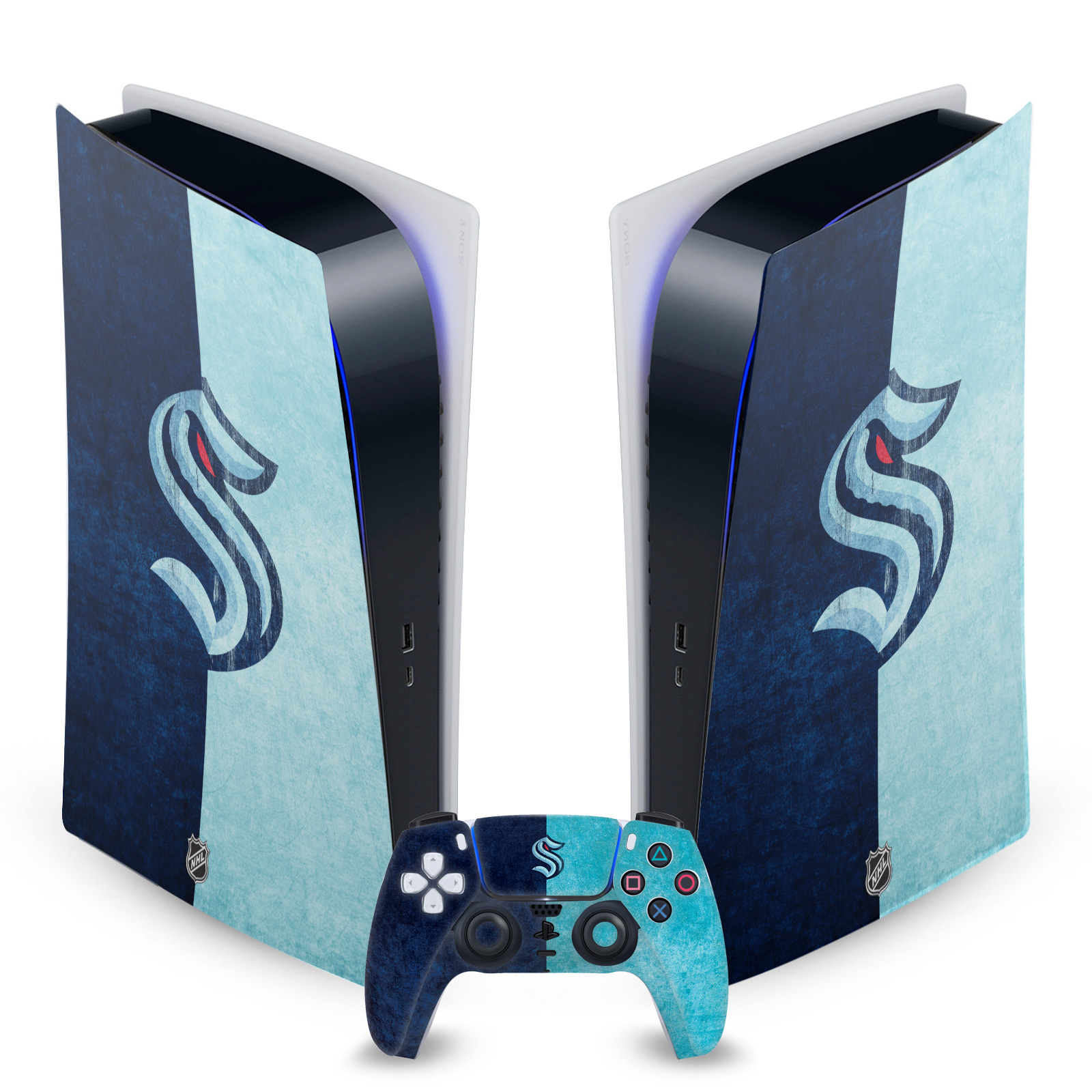 OFFICIAL NHL SEATTLE KRAKEN VINYL SKIN DECAL FOR SONY PS5 DIGITAL EDITION BUNDLE