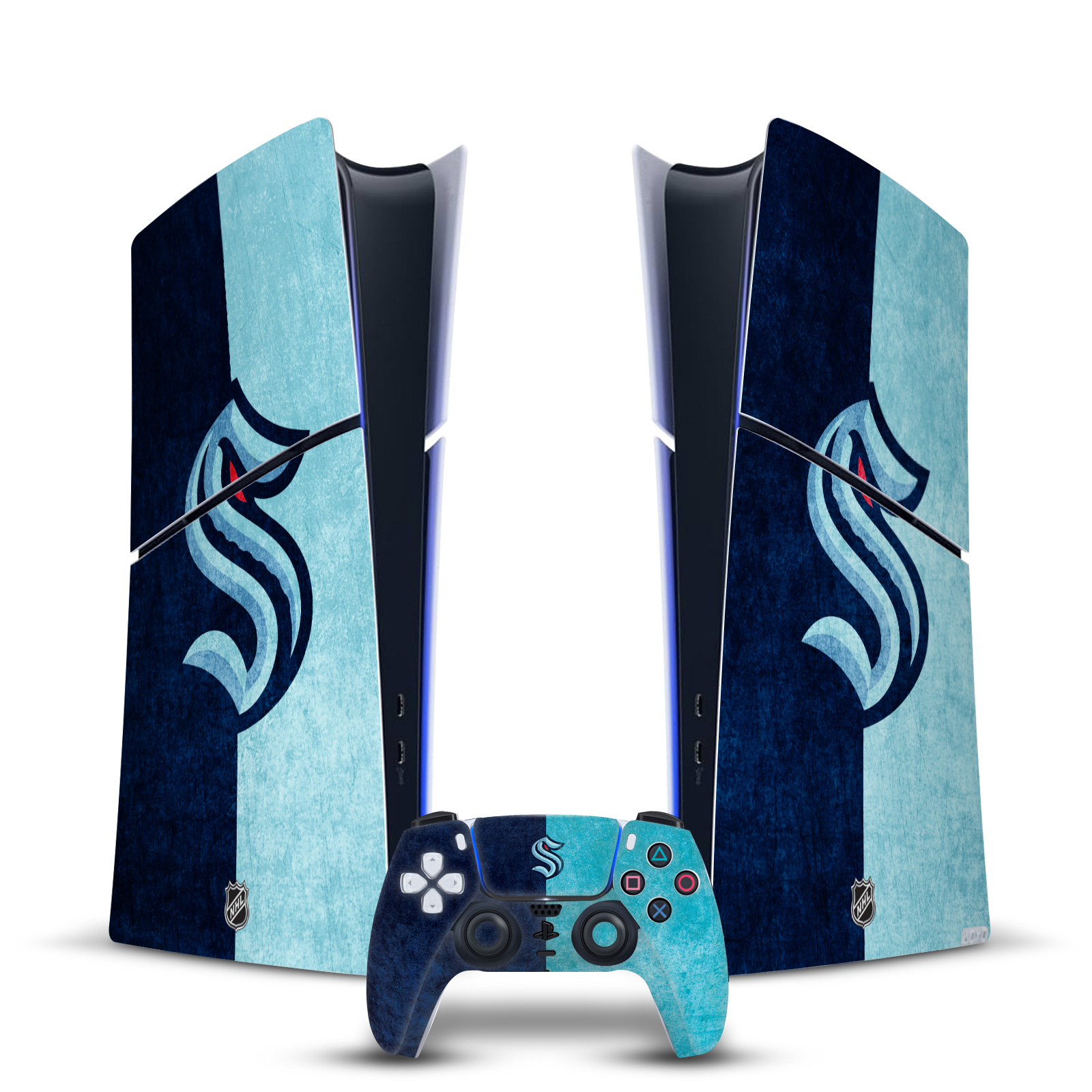 OFFICIAL NHL SEATTLE KRAKEN VINYL SKIN FOR PS5 SLIM DIGITAL CONSOLE & CONTROLLER