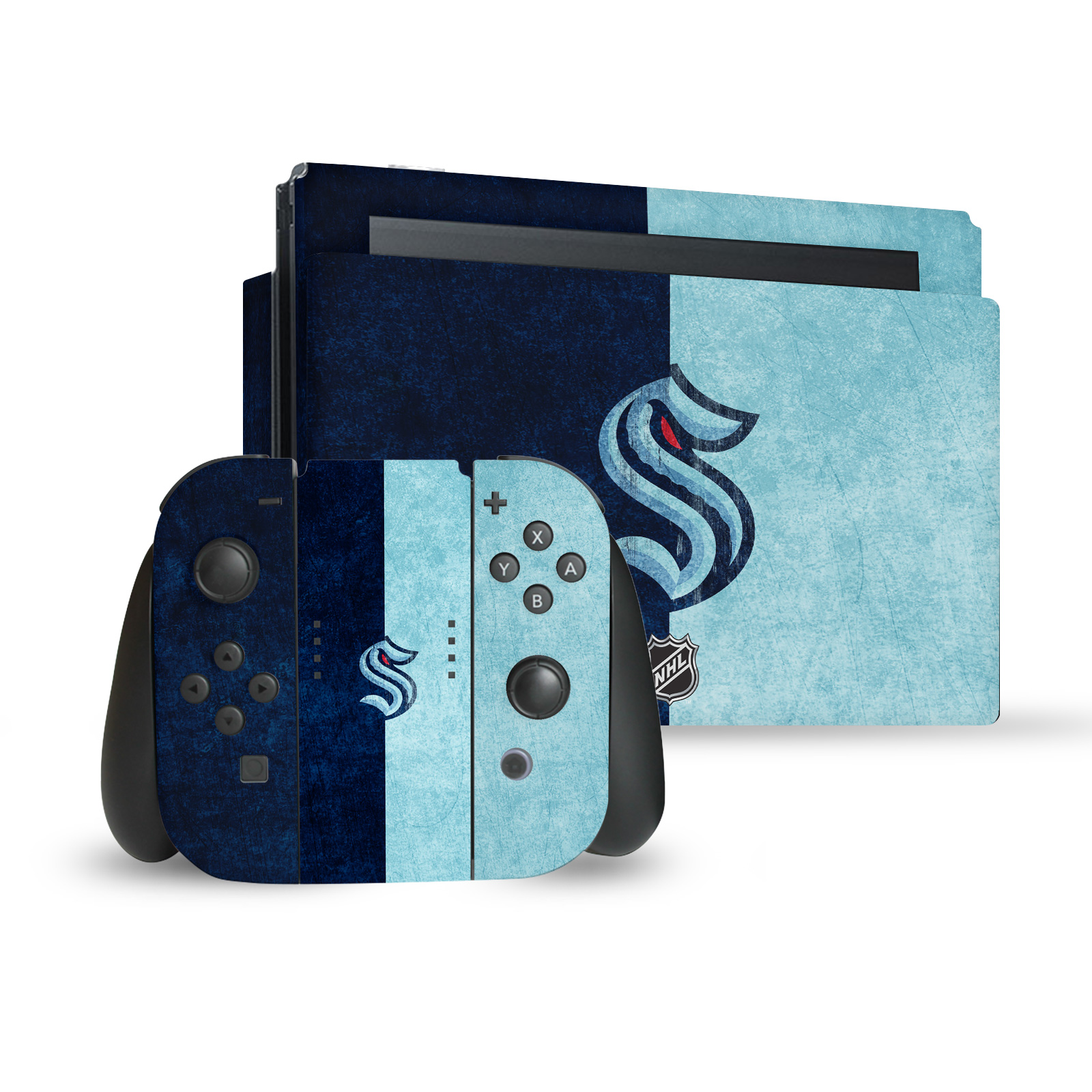 OFFICIAL NHL SEATTLE KRAKEN VINYL STICKER SKIN DECAL FOR NINTENDO SWITCH BUNDLE