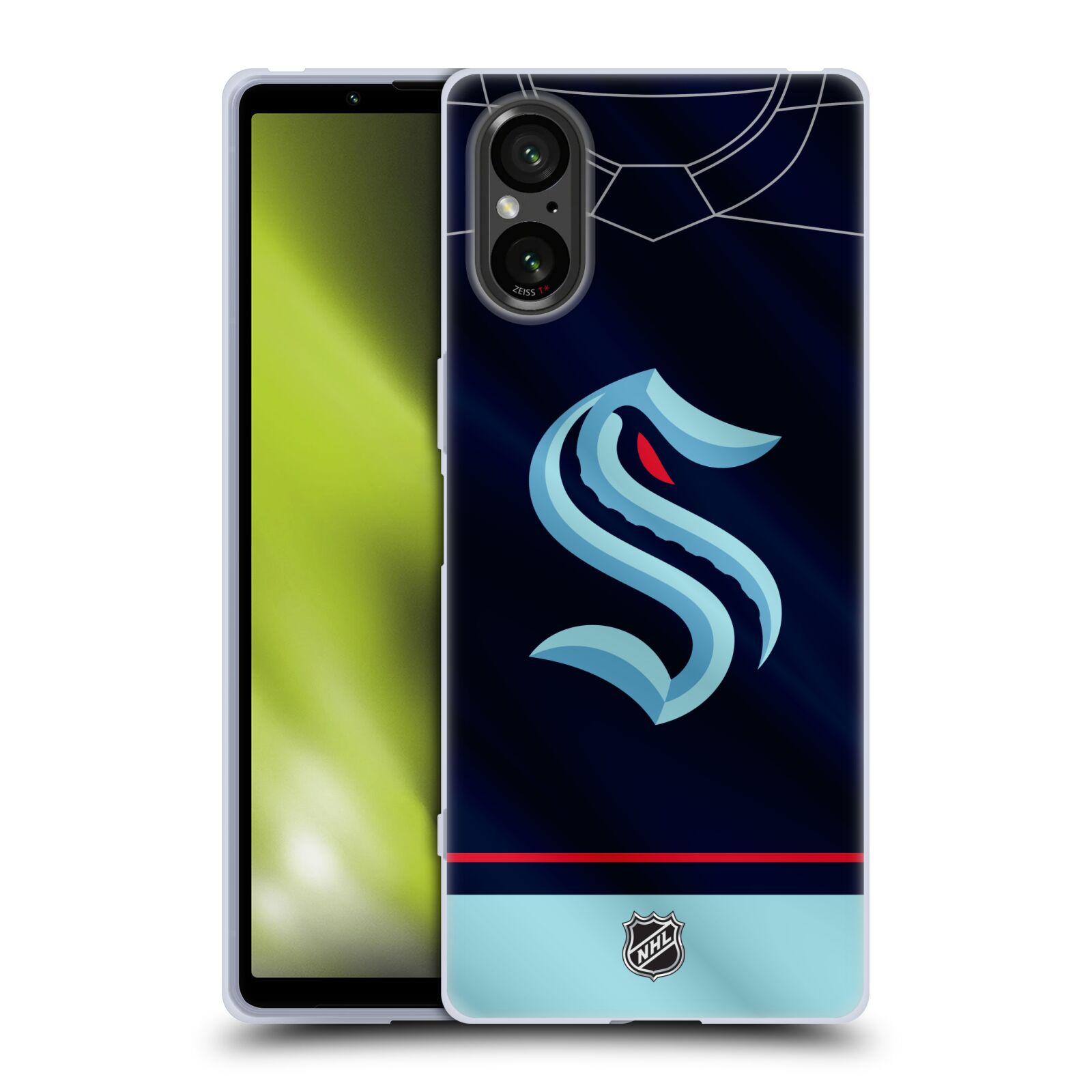 Silikonové pouzdro - Sony Xperia 5 V - NHL - Dres Seattle Kraken (Silikonový kryt, obal, pouzdro na mobilní telefon Sony Xperia 5 V s licencovaným motivem NHL - Dres Seattle Kraken)