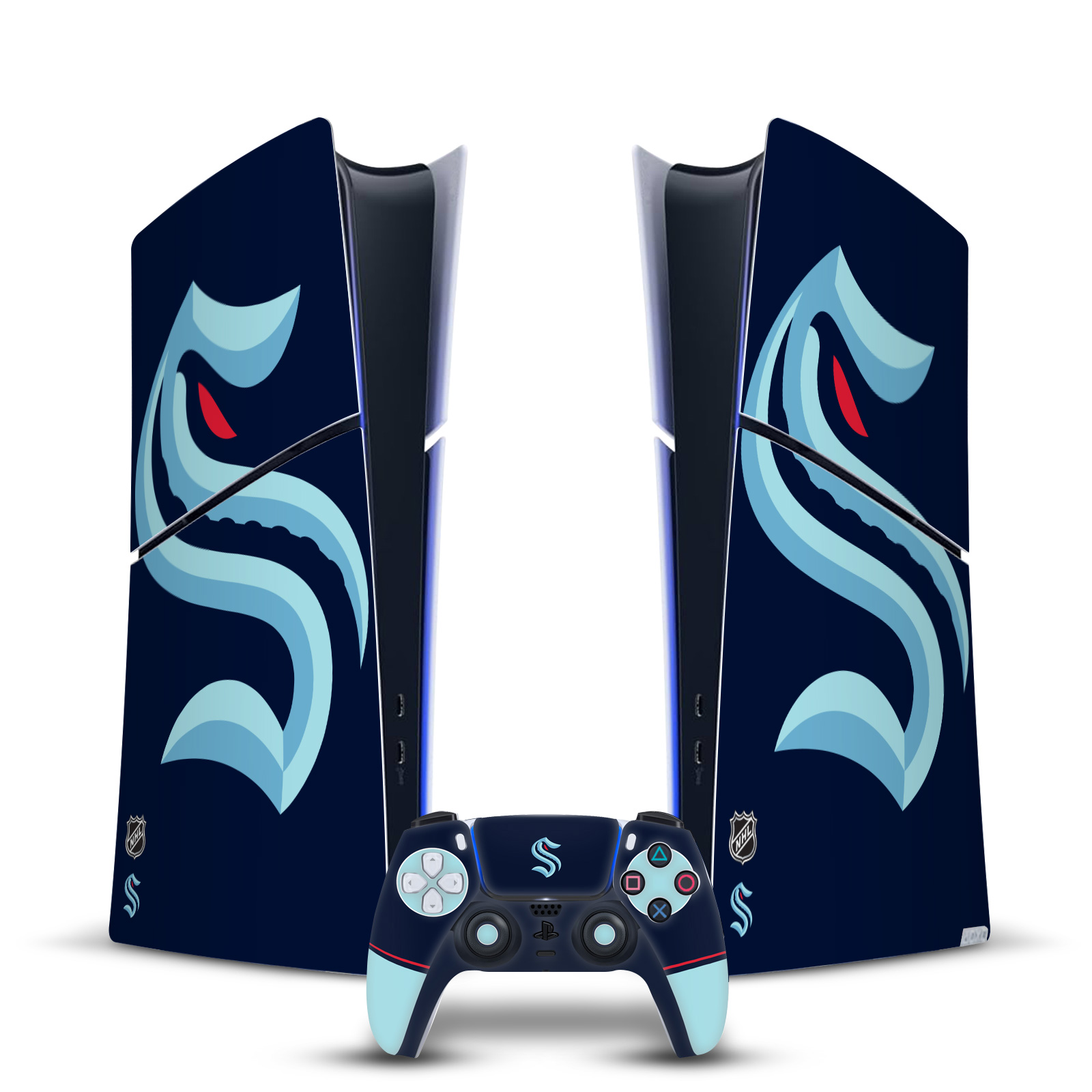 OFFICIAL NHL SEATTLE KRAKEN VINYL SKIN FOR PS5 SLIM DIGITAL CONSOLE & CONTROLLER