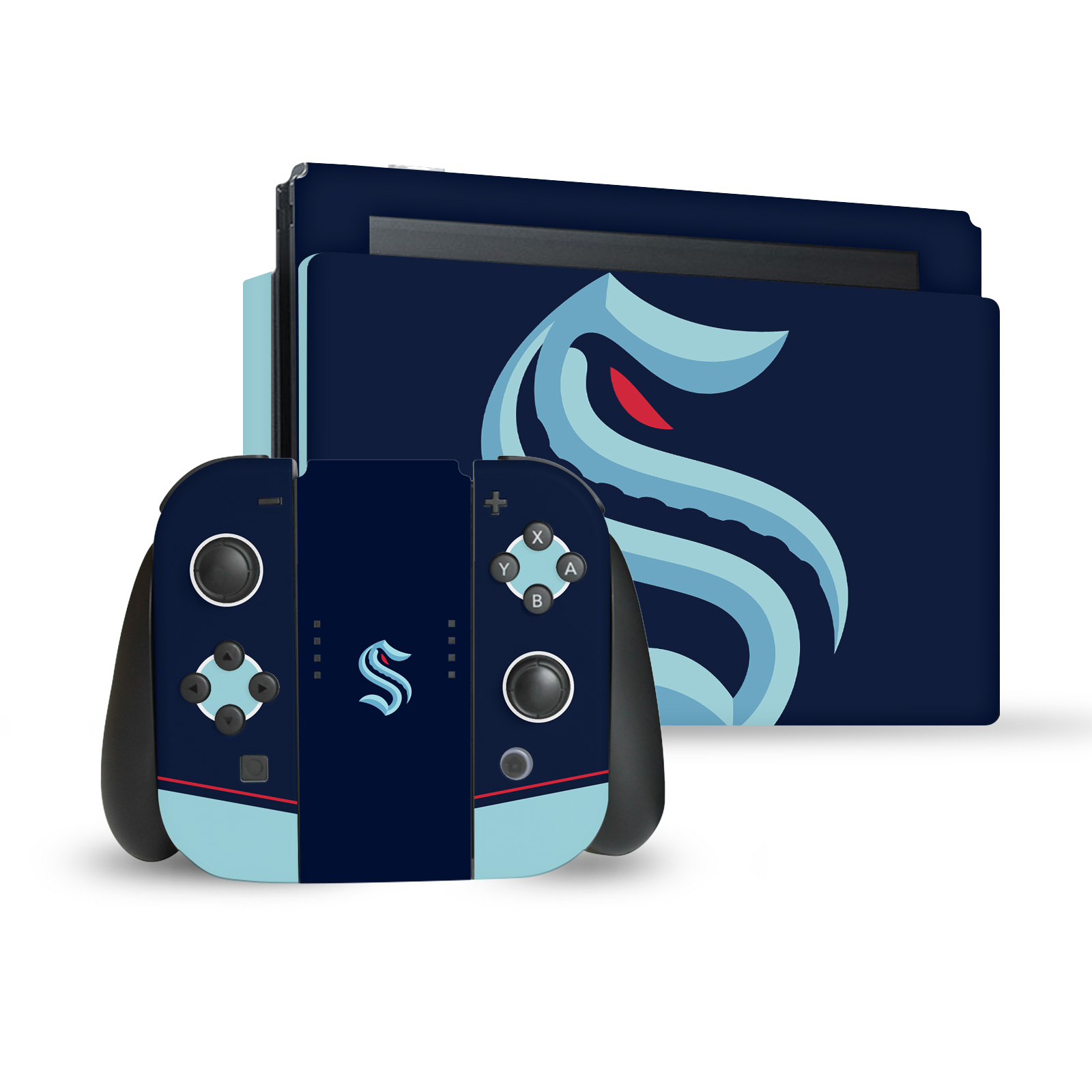 OFFICIAL NHL SEATTLE KRAKEN VINYL STICKER SKIN DECAL FOR NINTENDO SWITCH BUNDLE