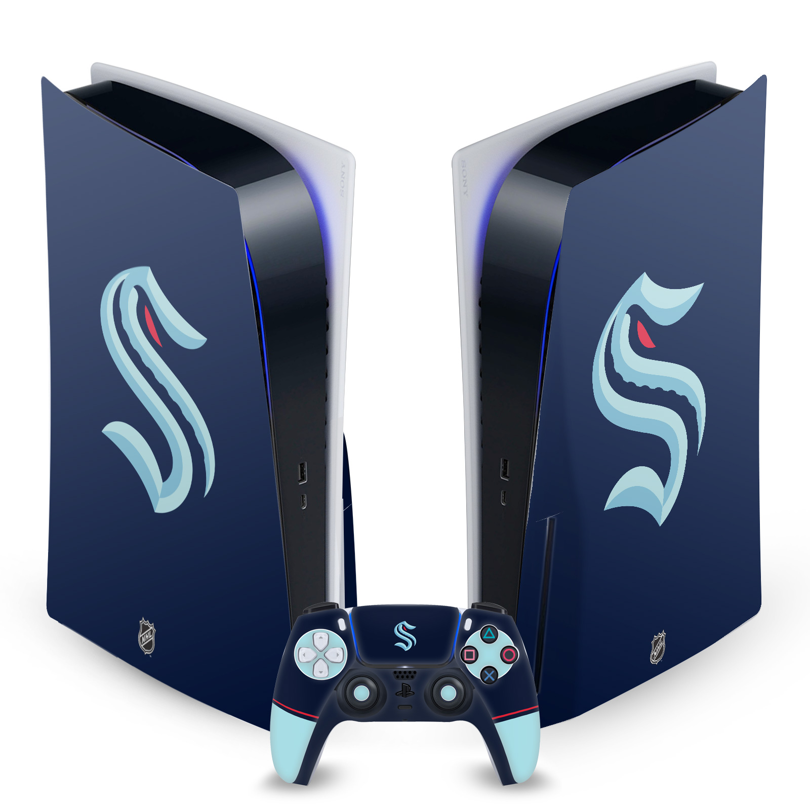 OFFICIAL NHL SEATTLE KRAKEN VINYL SKIN DECAL FOR SONY PS5 DISC EDITION BUNDLE