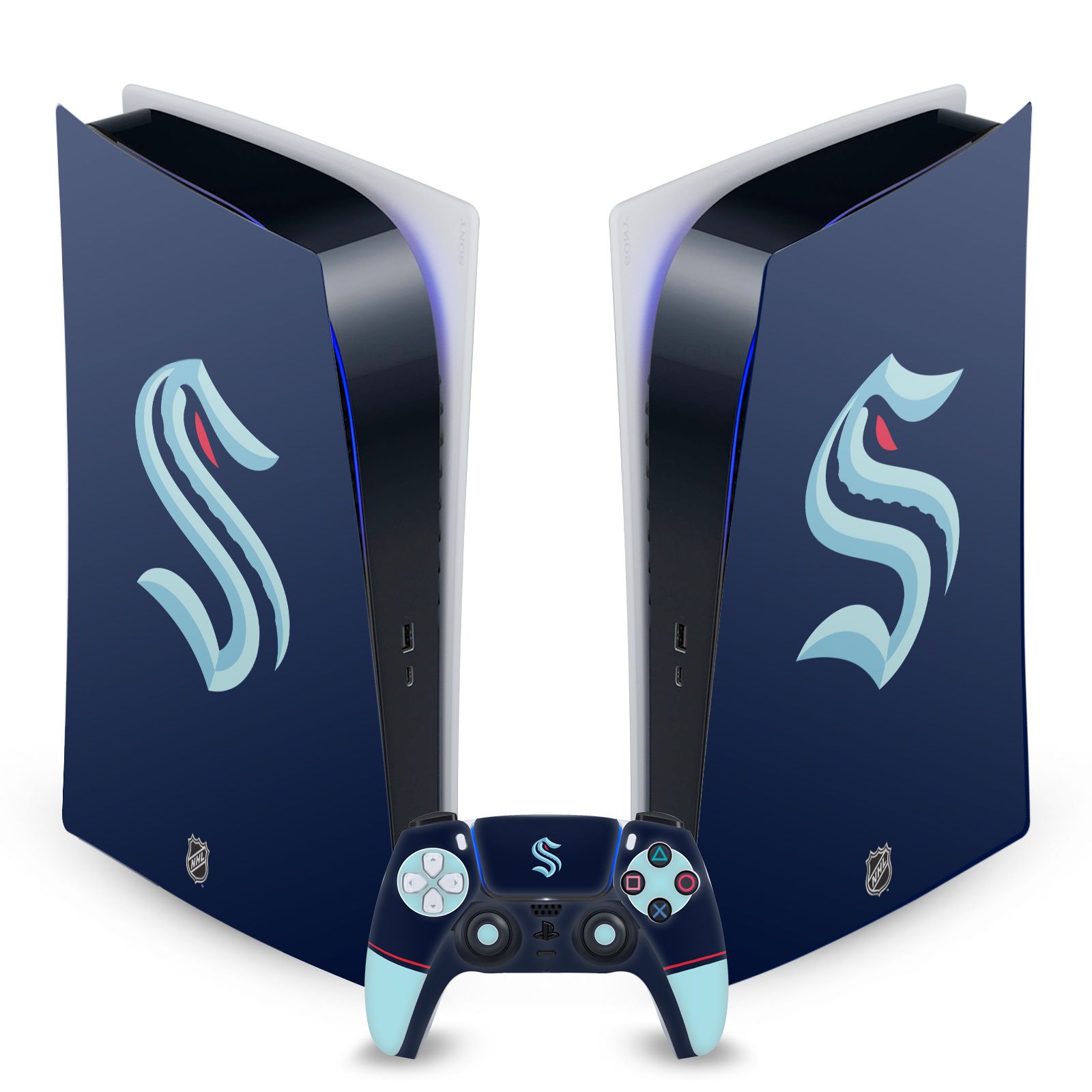 OFFICIAL NHL SEATTLE KRAKEN VINYL SKIN DECAL FOR SONY PS5 DIGITAL EDITION BUNDLE