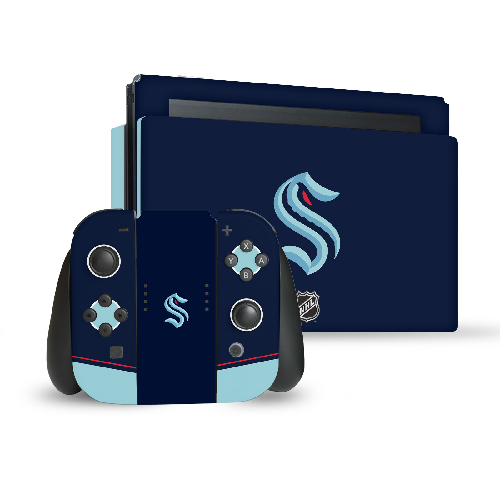 OFFICIAL NHL SEATTLE KRAKEN VINYL STICKER SKIN DECAL FOR NINTENDO SWITCH BUNDLE