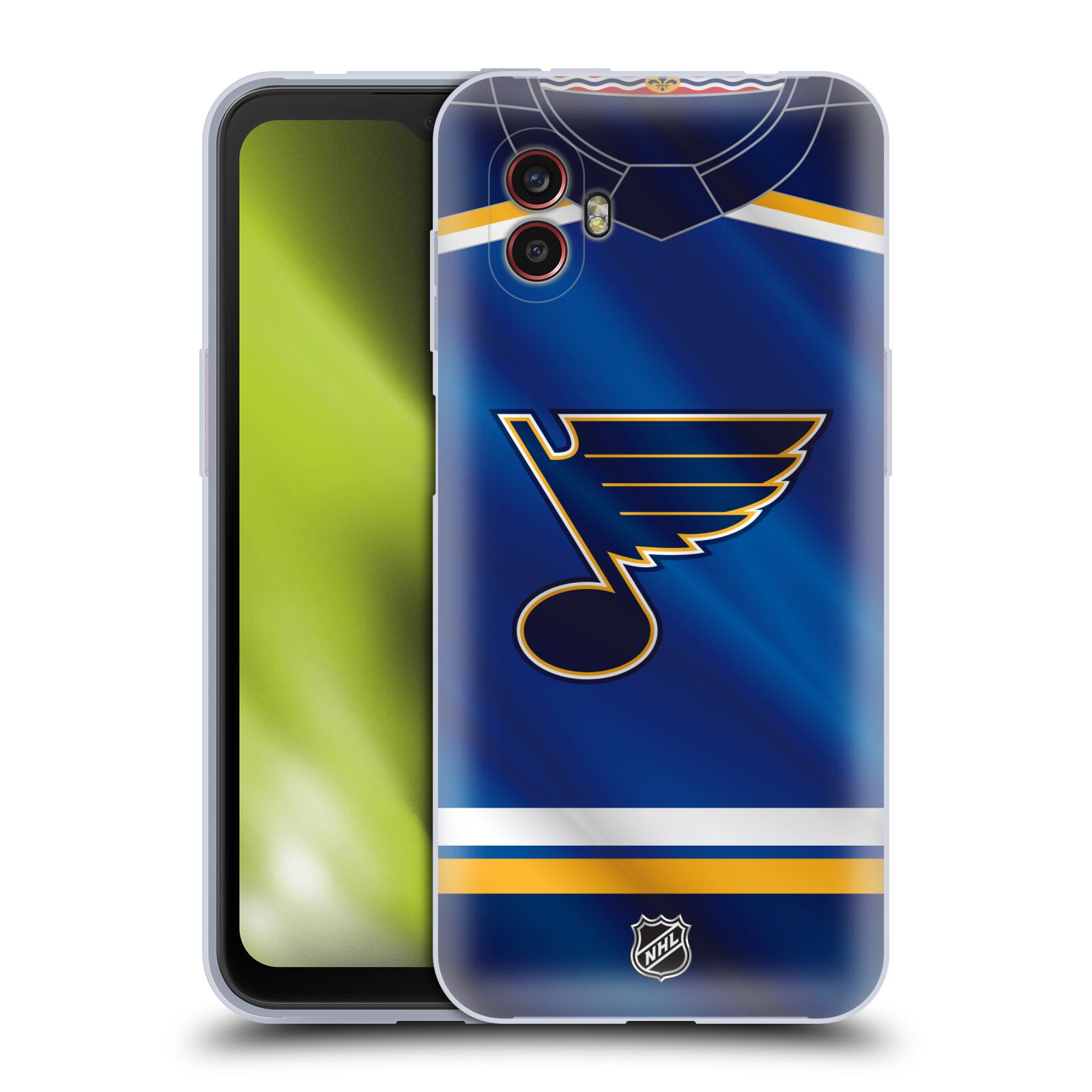 Silikonové pouzdro - Samsung Galaxy Xcover 6 Pro - NHL - Dres St Louis Blues (Silikonový kryt, obal, pouzdro na mobilní telefon Samsung Galaxy Xcover 6 Pro s licencovaným motivem NHL - Dres St Louis Blues)