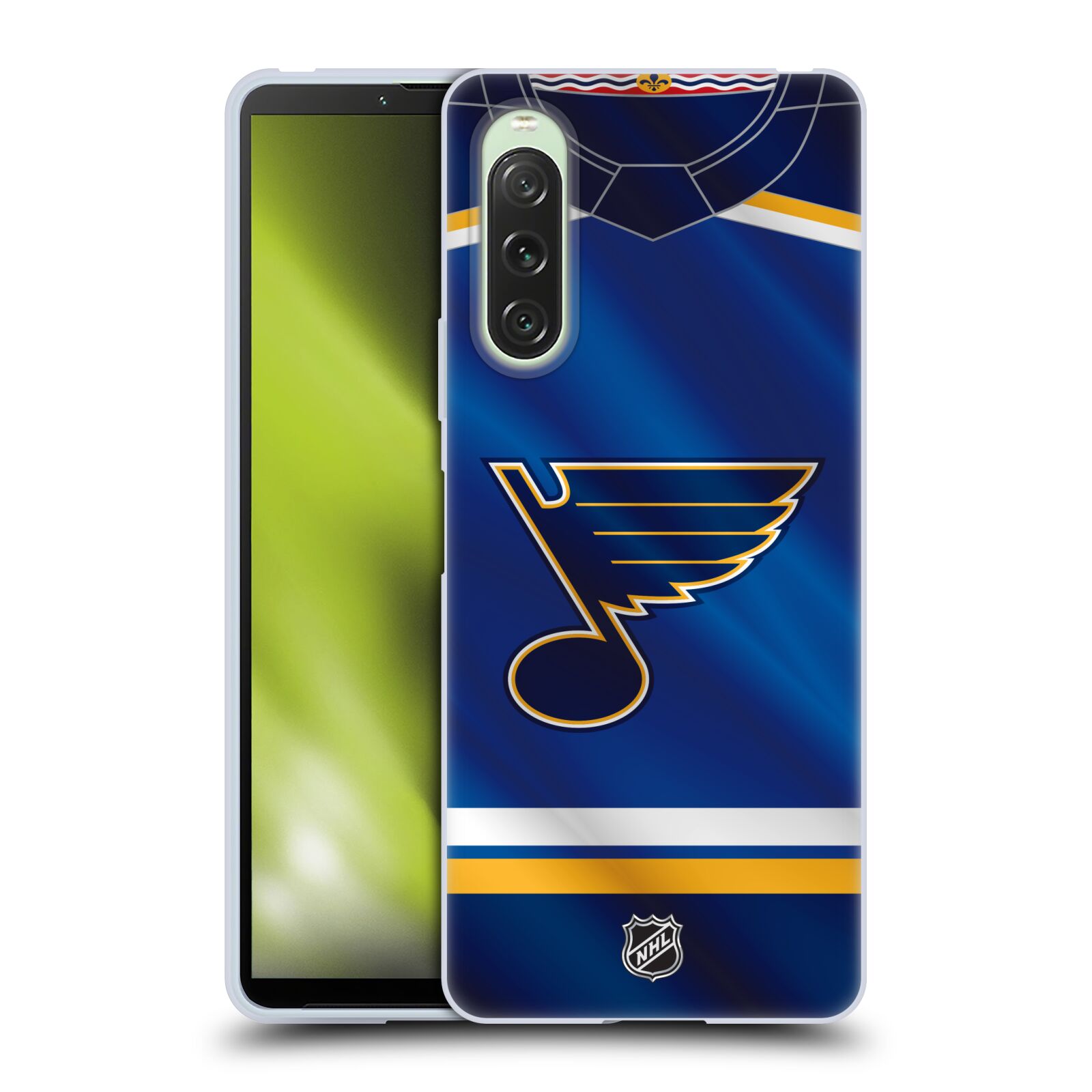 Silikonové pouzdro - Sony Xperia 10 V - NHL - Dres St Louis Blues (Silikonový kryt, obal, pouzdro na mobilní telefon Sony Xperia 10 V s licencovaným motivem NHL - Dres St Louis Blues)