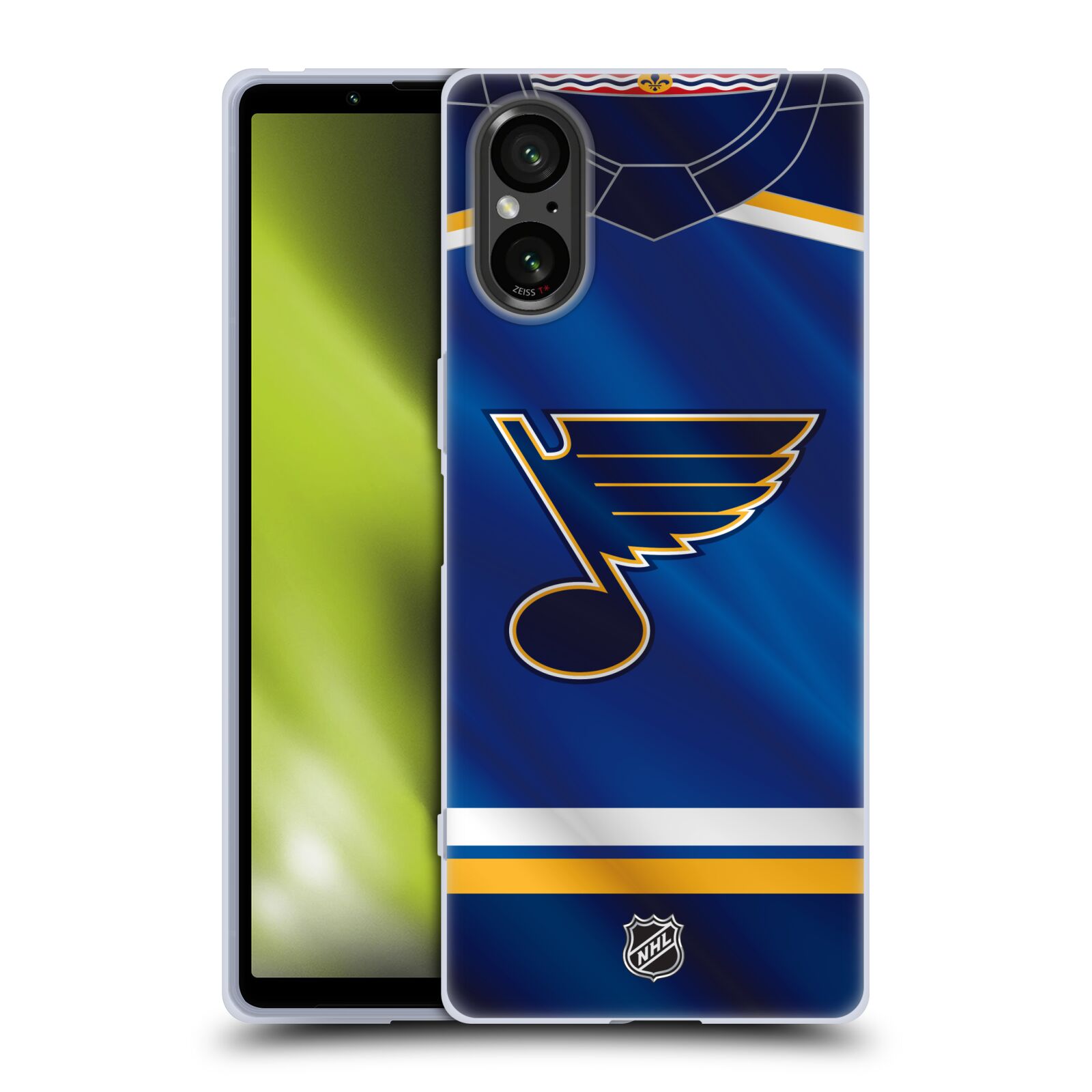 Silikonové pouzdro - Sony Xperia 5 V - NHL - Dres St Louis Blues (Silikonový kryt, obal, pouzdro na mobilní telefon Sony Xperia 5 V s licencovaným motivem NHL - Dres St Louis Blues)