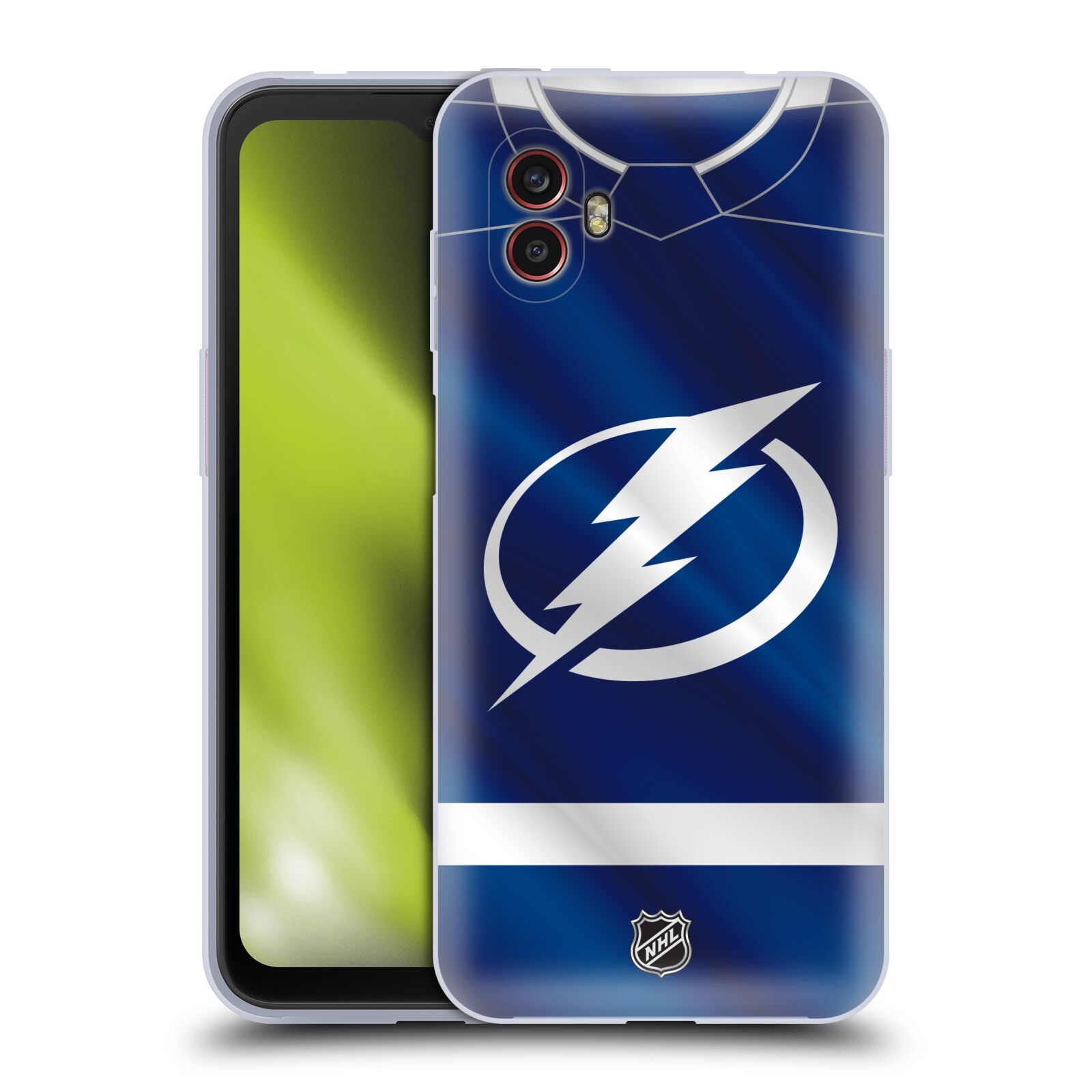 Silikonové pouzdro - Samsung Galaxy Xcover 6 Pro - NHL - Dres Tampa Bay Lightning (Silikonový kryt, obal, pouzdro na mobilní telefon Samsung Galaxy Xcover 6 Pro s licencovaným motivem NHL - Dres Tampa Bay Lightning)