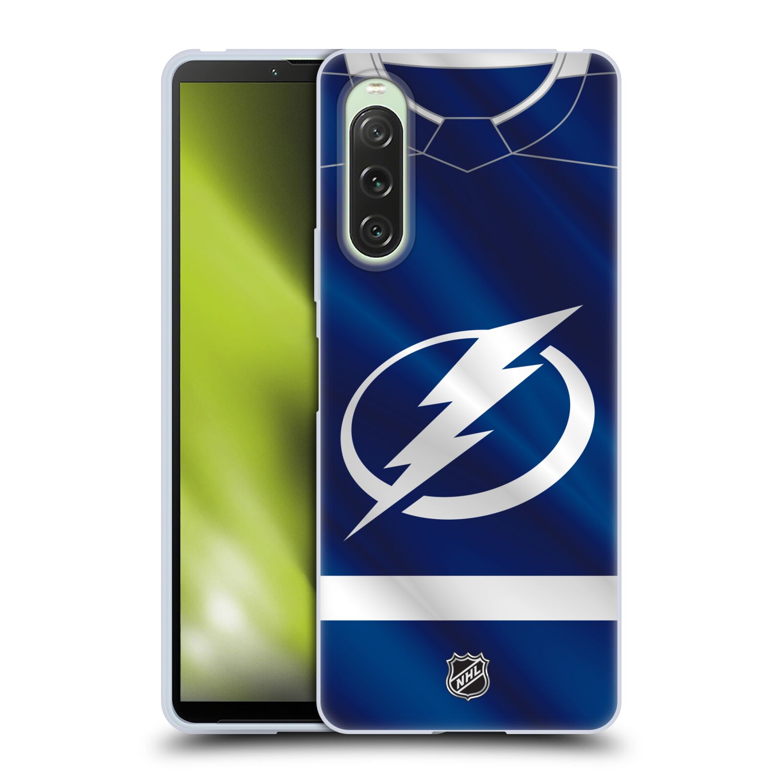 Silikonové pouzdro - Sony Xperia 10 V - NHL - Dres Tampa Bay Lightning (Silikonový kryt, obal, pouzdro na mobilní telefon Sony Xperia 10 V s licencovaným motivem NHL - Dres Tampa Bay Lightning)