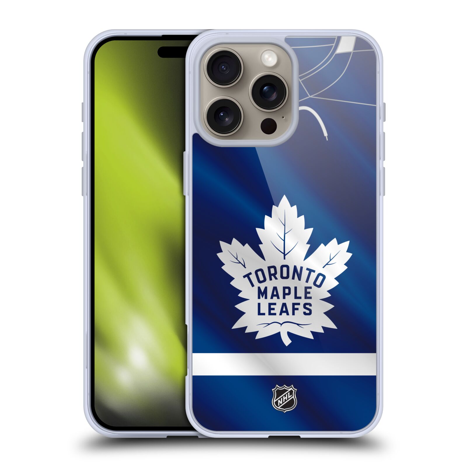 Silikonové lesklé pouzdro Apple iPhone 16 Pro Max - NHL - Dres Toronto Maple Leafs (Lesklý silikonový kryt, obal, pouzdro na mobilní telefon Apple iPhone 16 Pro Max s licencovaným motivem NHL - Dres Toronto Maple Leafs)